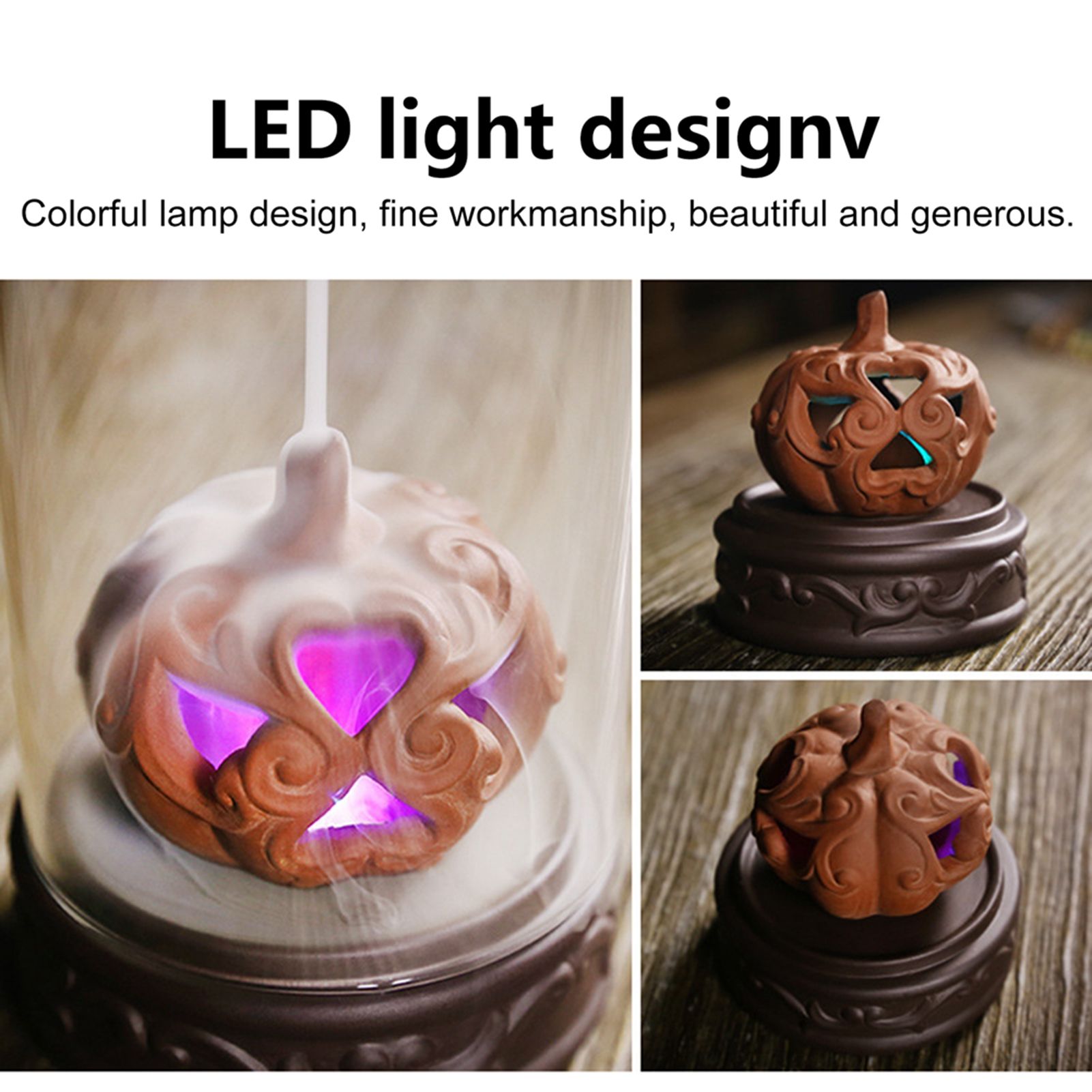 Delicate Incense Burner with LED Colorful Light Hand-Made Craft Decor for Home view 12