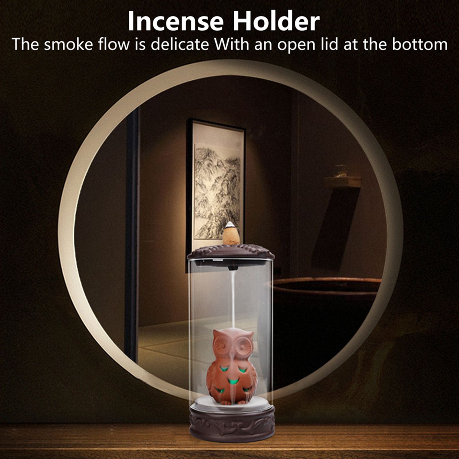 Delicate Incense Burner with LED Colorful Light Hand-Made Craft Decor for Home view 12