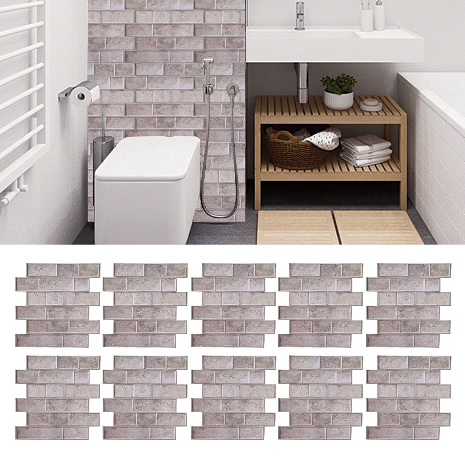 10Pcs Wall Sticker Self-Adhesive Wallpaper 3-Dimensional Ceramic Tile Stickers view 10