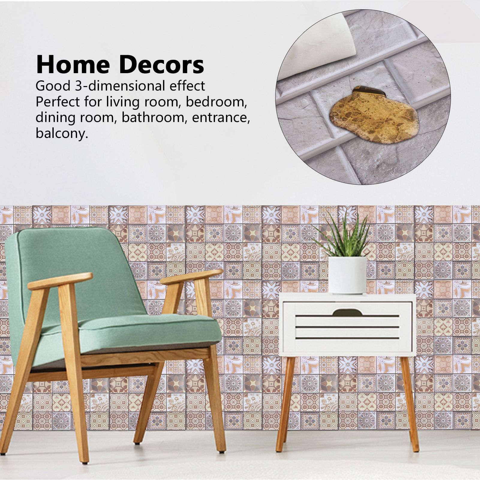 10Pcs Wall Sticker Self-Adhesive Wallpaper 3-Dimensional Ceramic Tile Stickers view 15