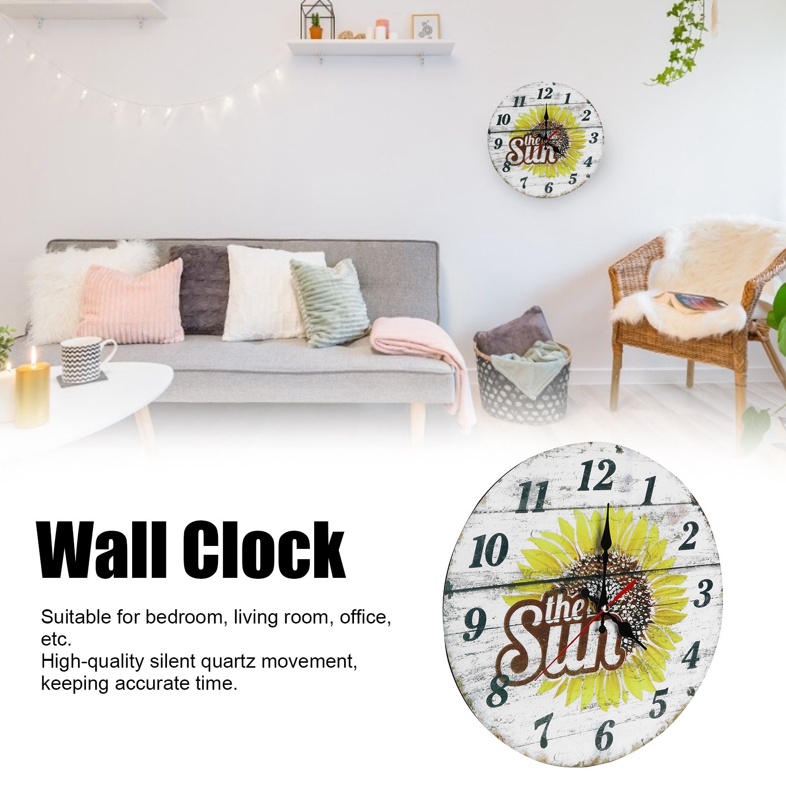30cm European Style Retro Wall Clock Home Decoration Living Room Wall Hanging view 15