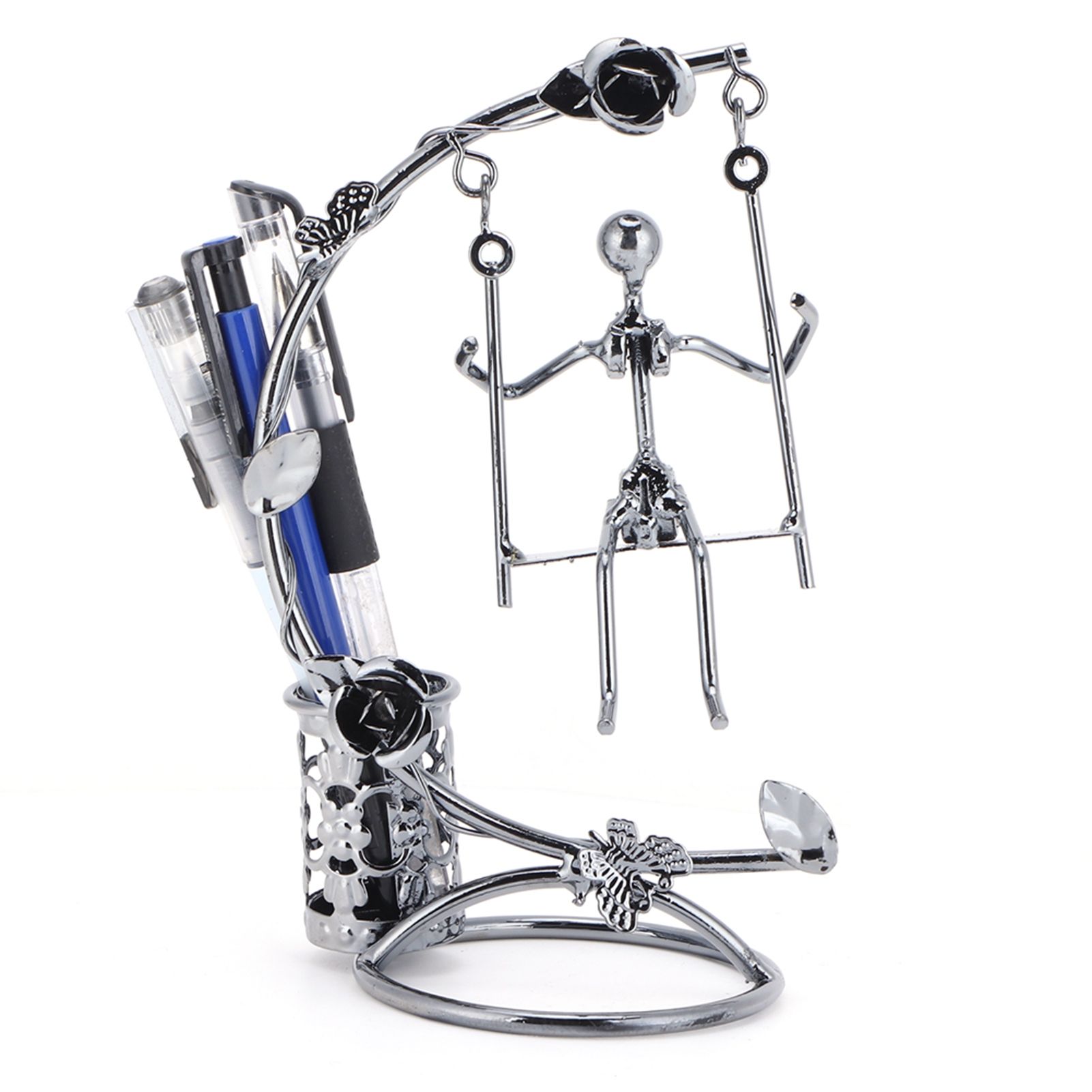 Wrought Iron Swing Pen Holder Originality Home Tabletop Decoration for view 2