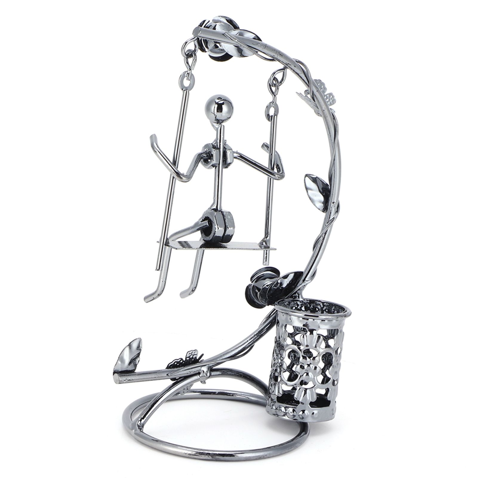 Wrought Iron Swing Pen Holder Originality Home Tabletop Decoration for view 4