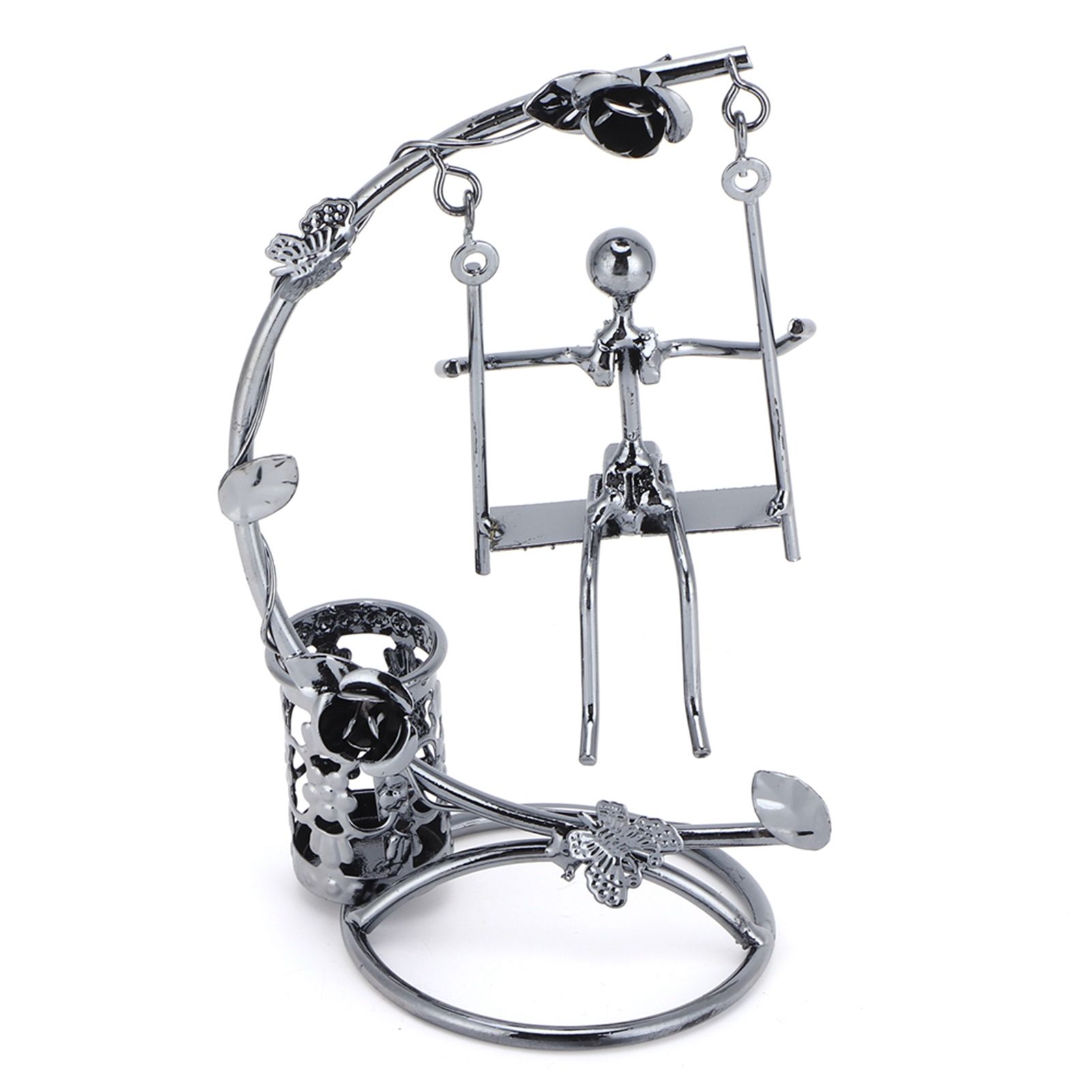 Wrought Iron Swing Pen Holder Originality Home Tabletop Decoration for view 5