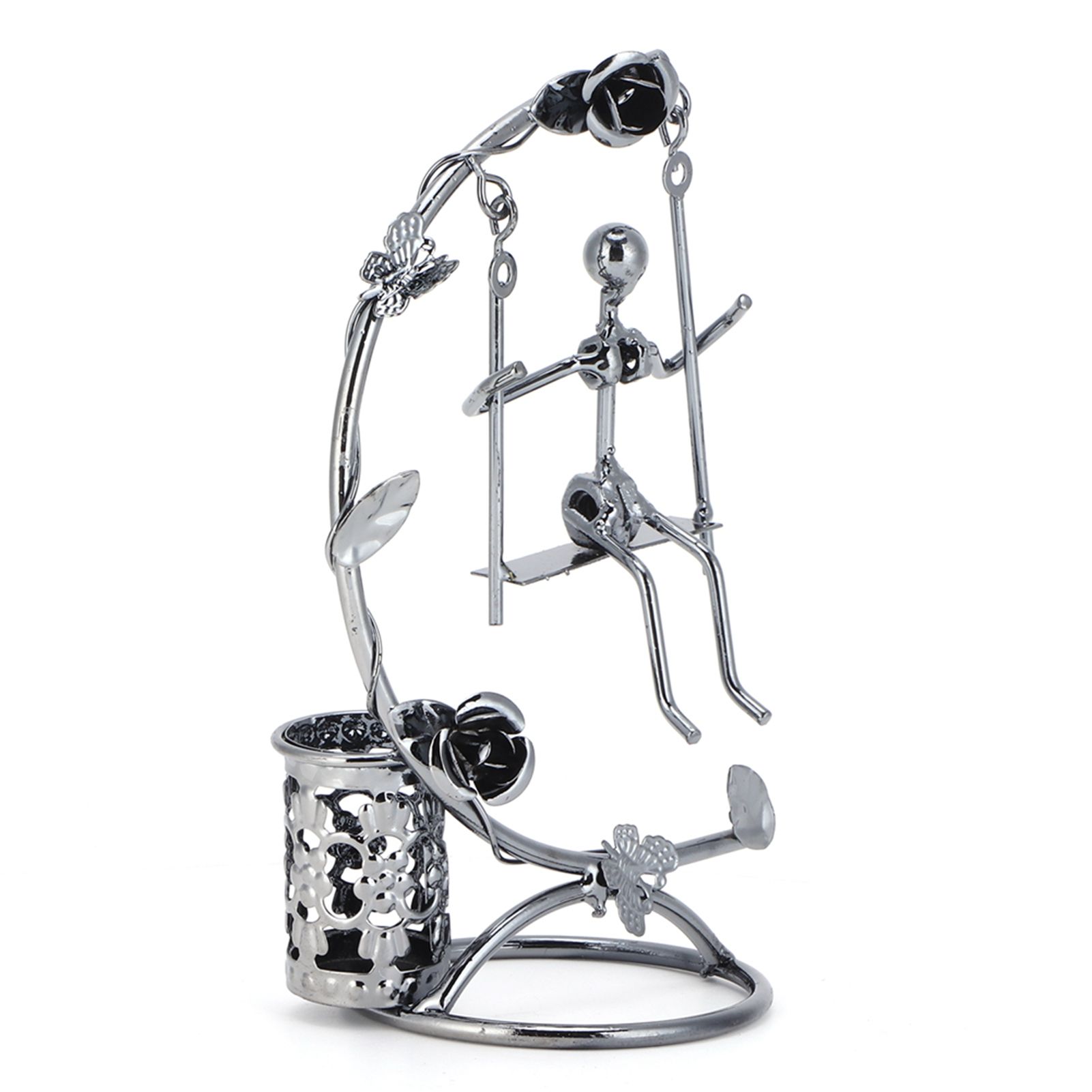 Wrought Iron Swing Pen Holder Originality Home Tabletop Decoration for view 6