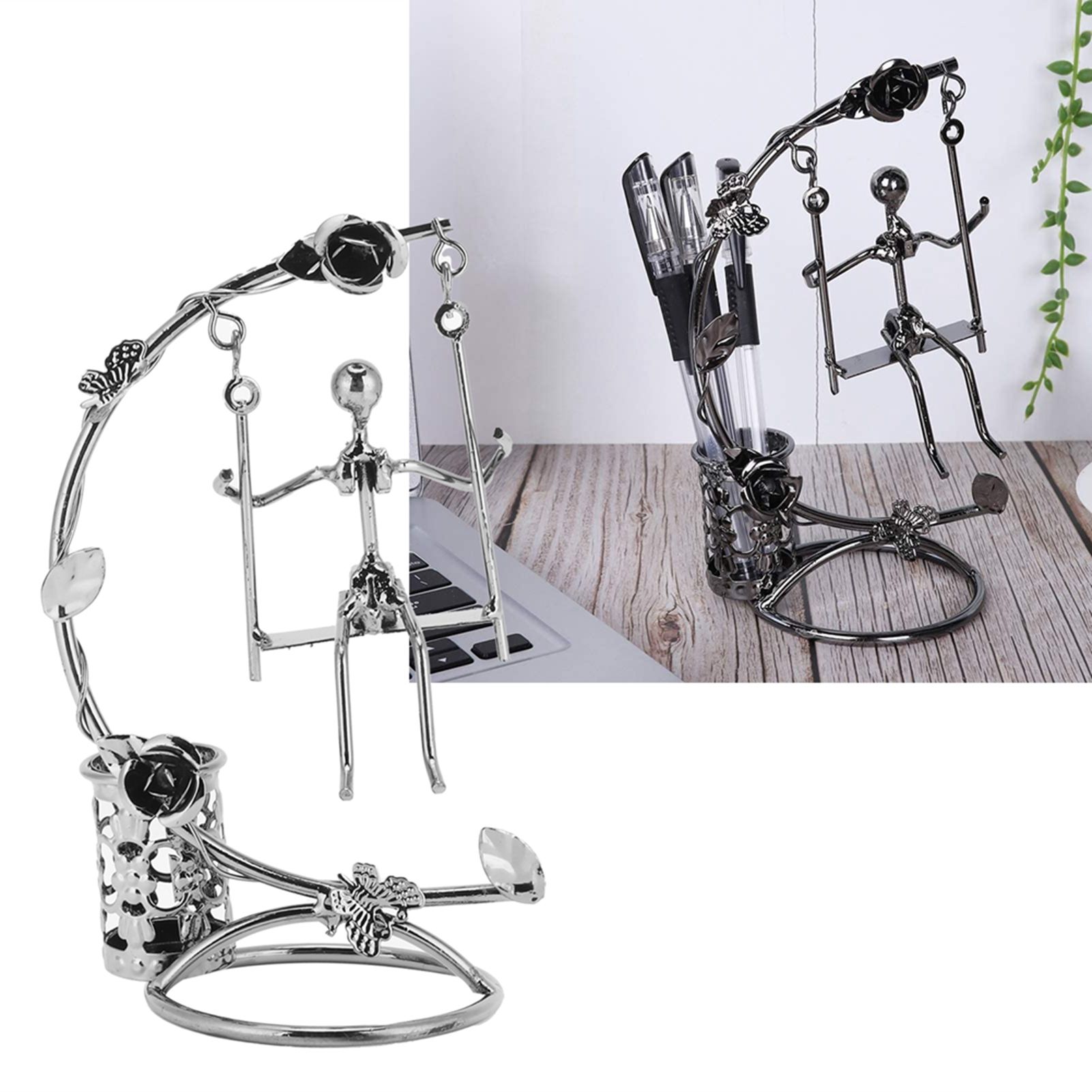 Wrought Iron Swing Pen Holder Originality Home Tabletop Decoration for view 11
