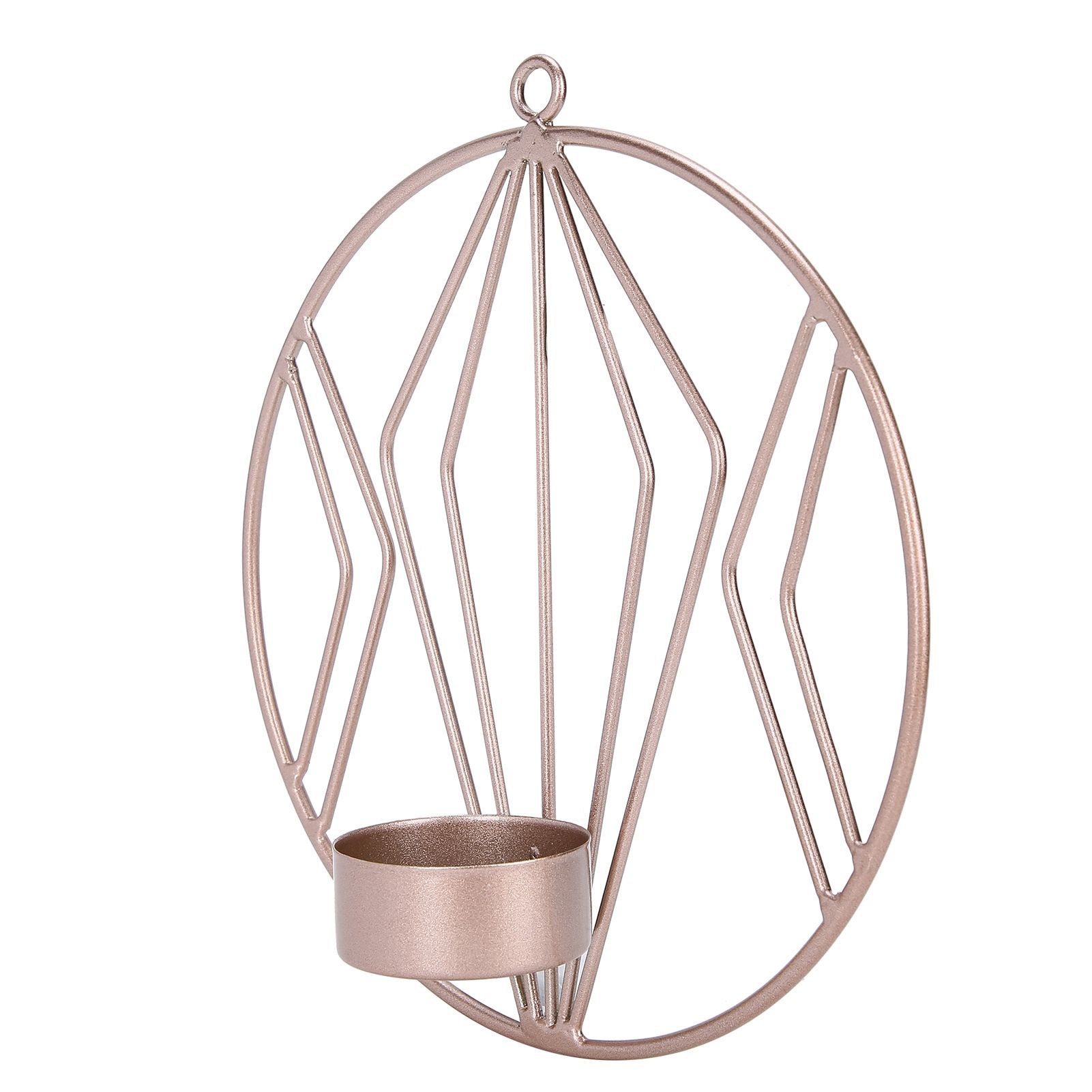 Candle Holder Innovative Geometric Round Wall Mounted Candlestick Ornament view 3