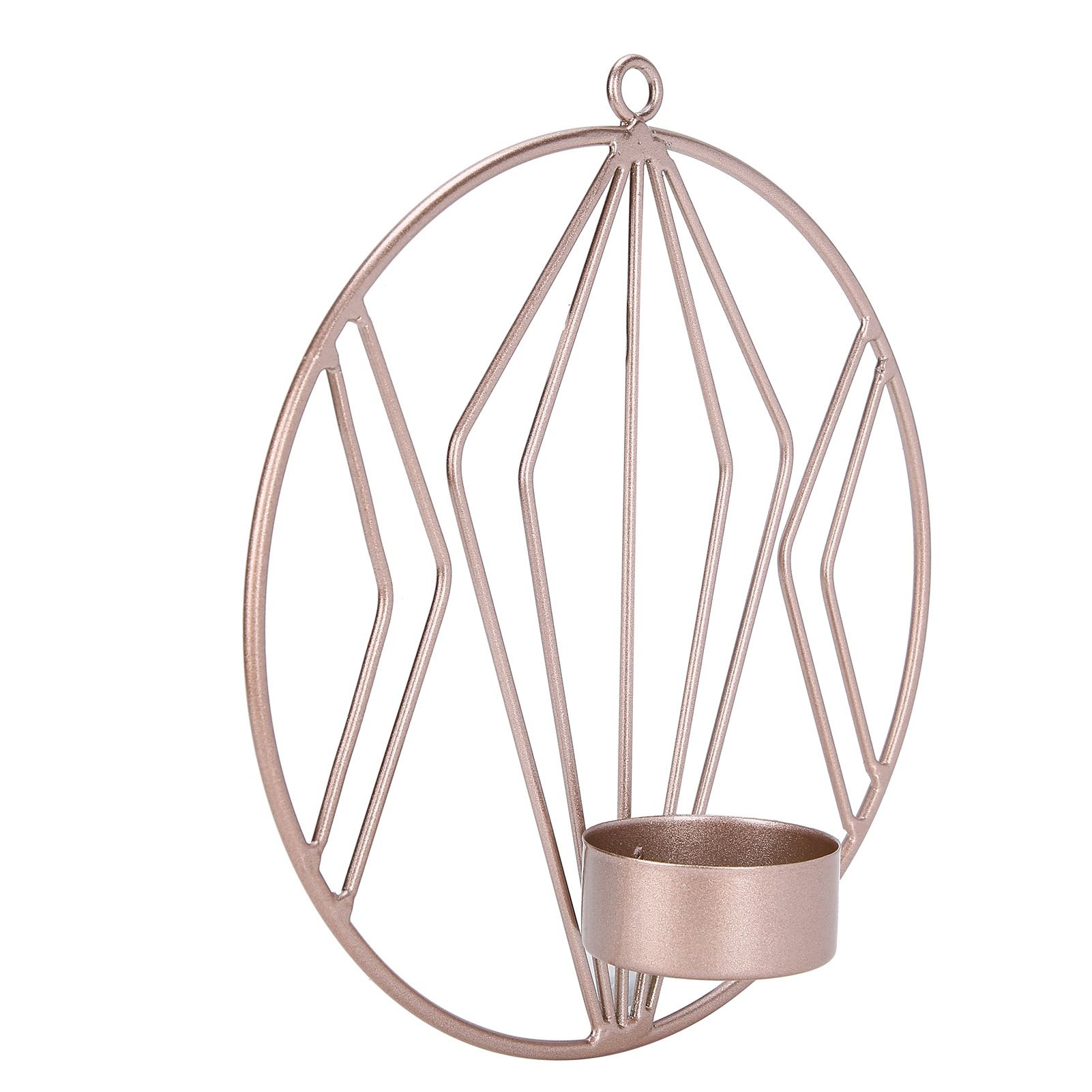 Candle Holder Innovative Geometric Round Wall Mounted Candlestick Ornament view 6