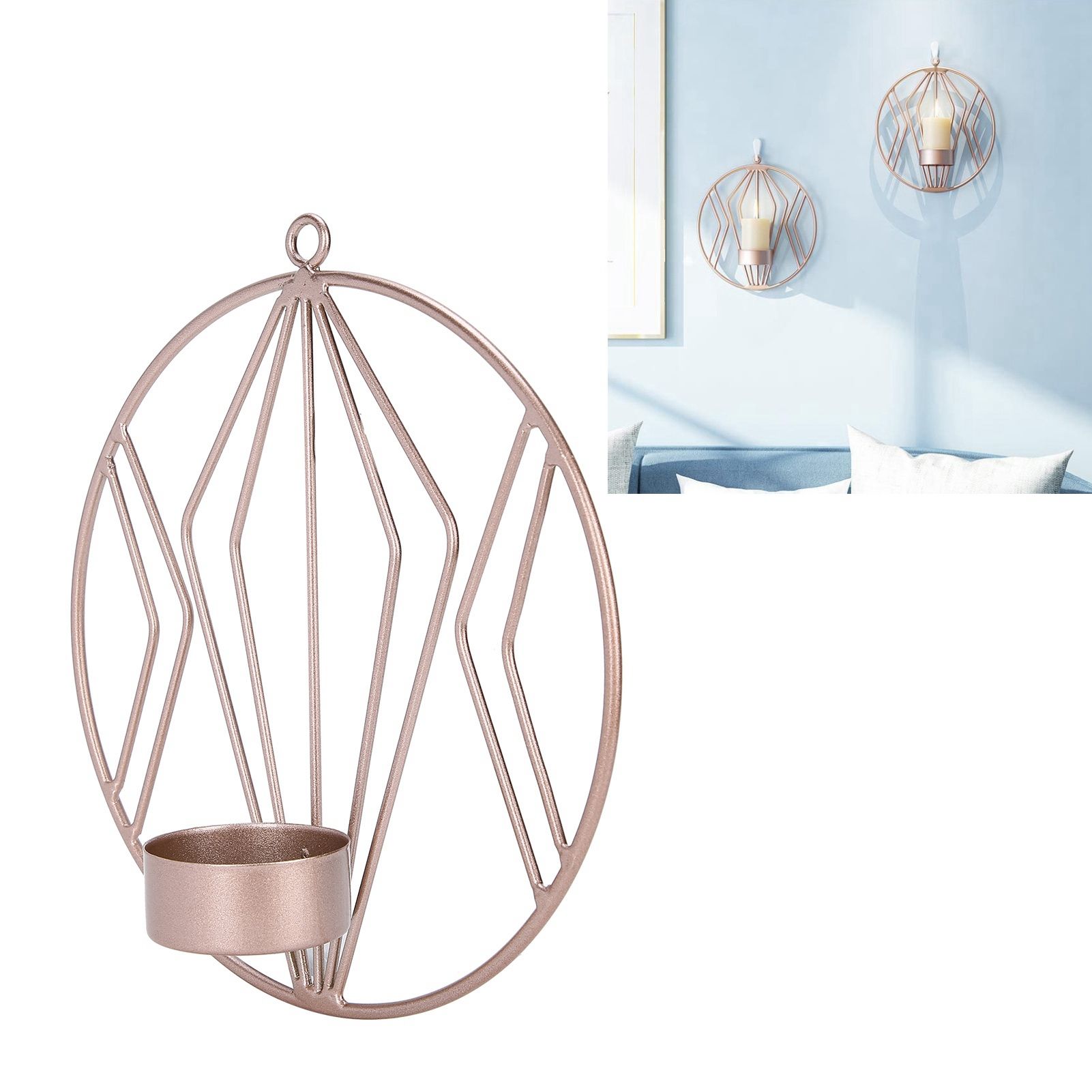 Candle Holder Innovative Geometric Round Wall Mounted Candlestick Ornament view 12