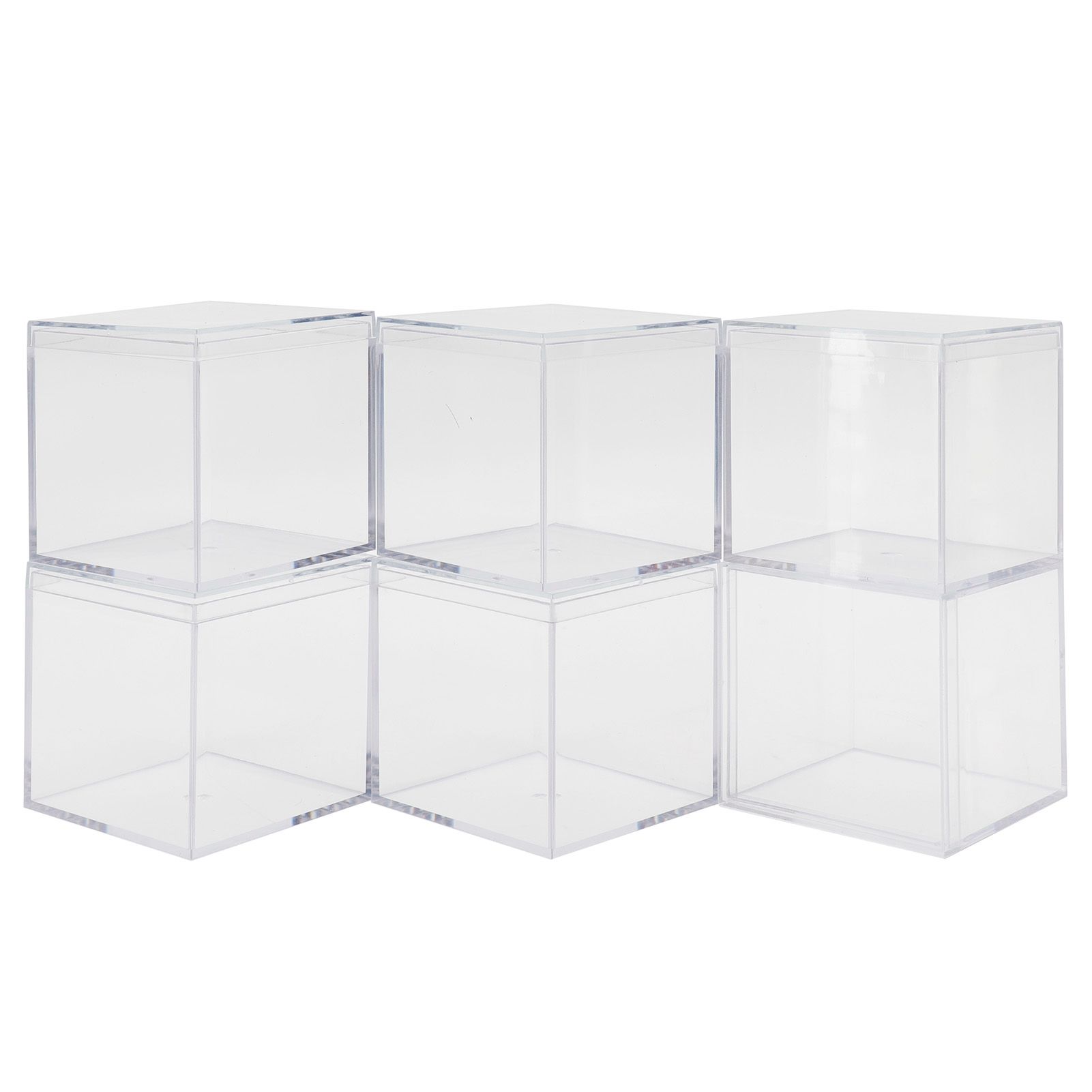 6 Set Plastic Clear Box with Separate Lid Candies Storage Containers Party view 2