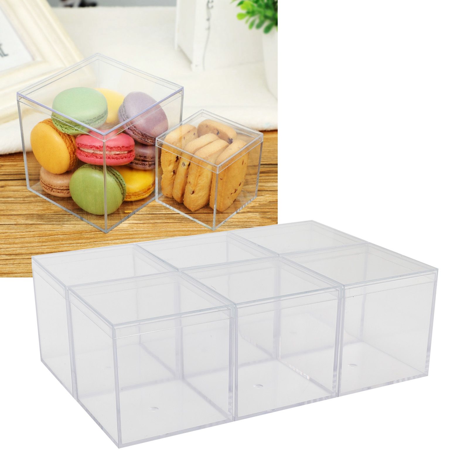 6 Set Plastic Clear Box with Separate Lid Candies Storage Containers Party view 11
