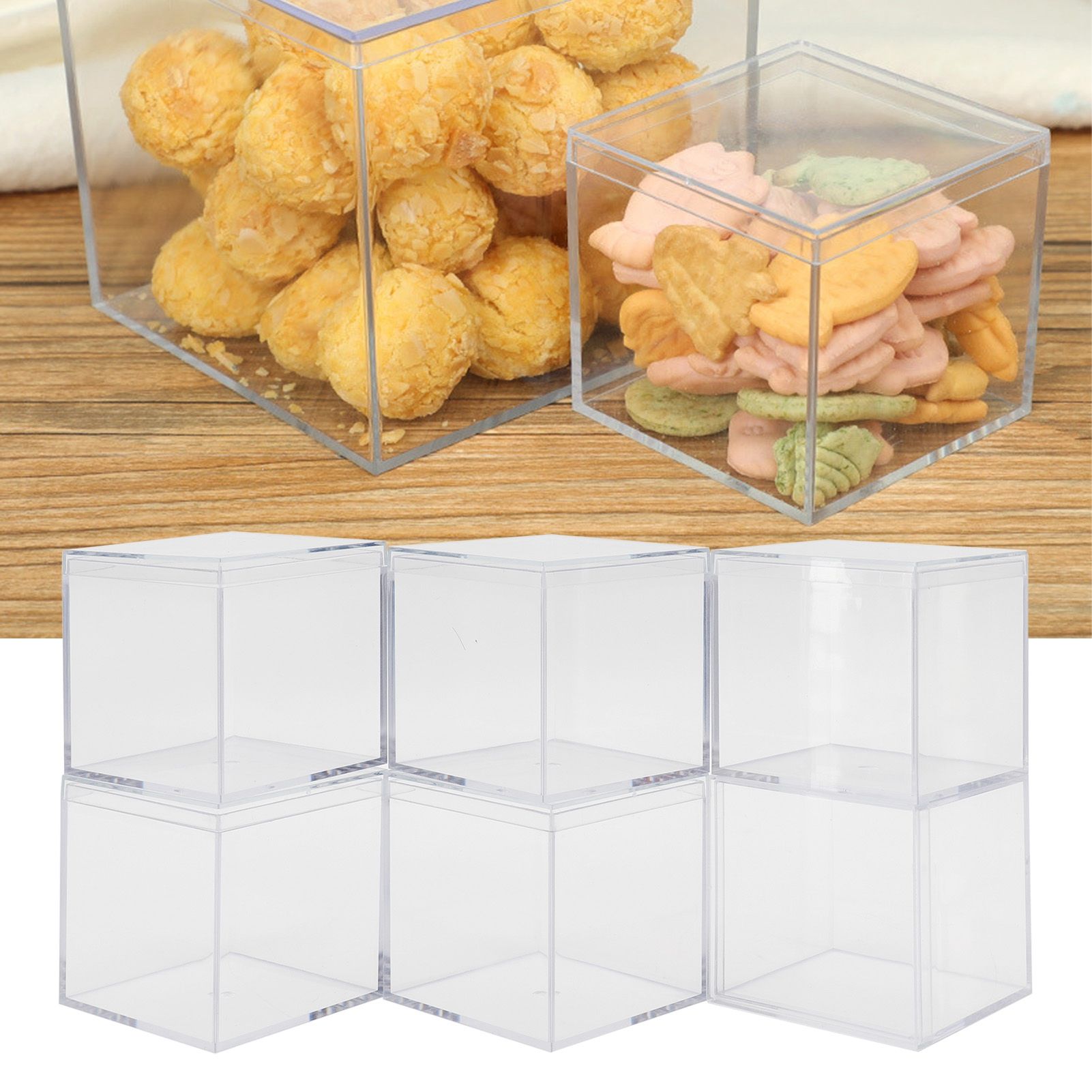 6 Set Plastic Clear Box with Separate Lid Candies Storage Containers Party view 12