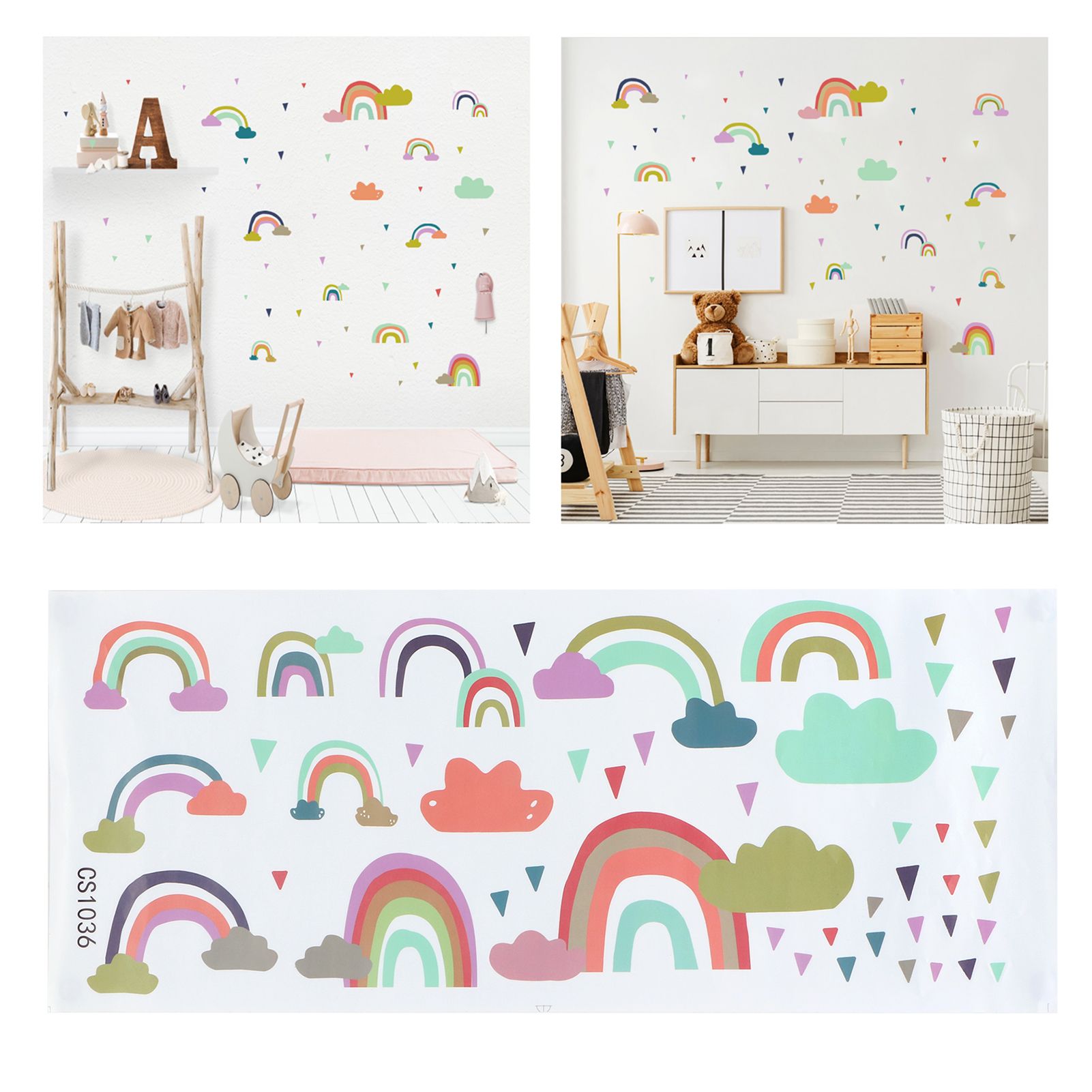 Wall Sticker Self‑Adhesive Colorful Clouds Pattern Decals Home Coffee Shop view 11