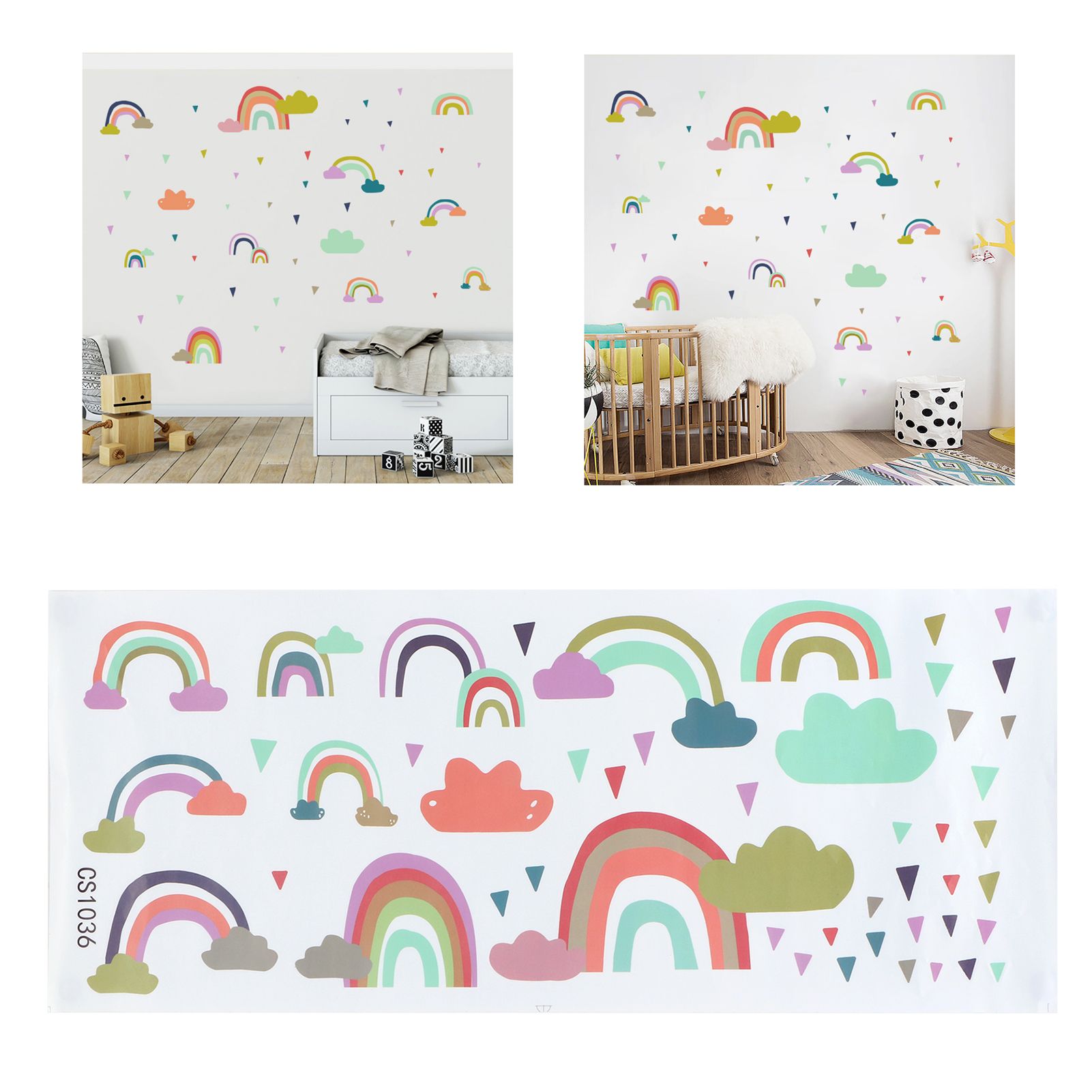 Wall Sticker Self‑Adhesive Colorful Clouds Pattern Decals Home Coffee Shop view 12