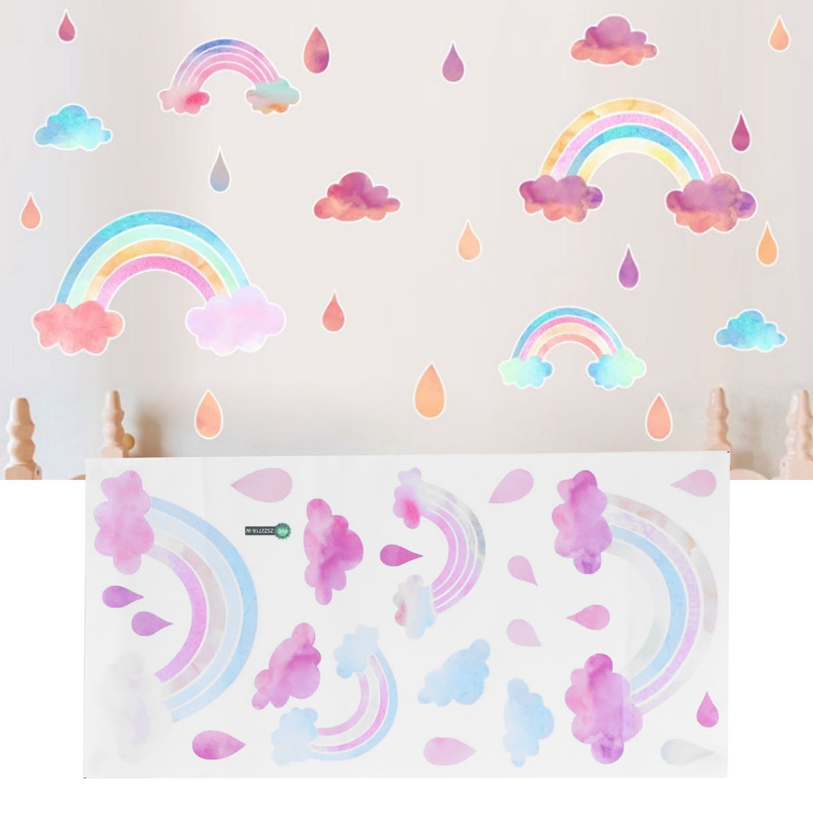 Self Adhesive Wall Sticker Cute Clouds Raindrop Pattern Decal Children's Room view 12