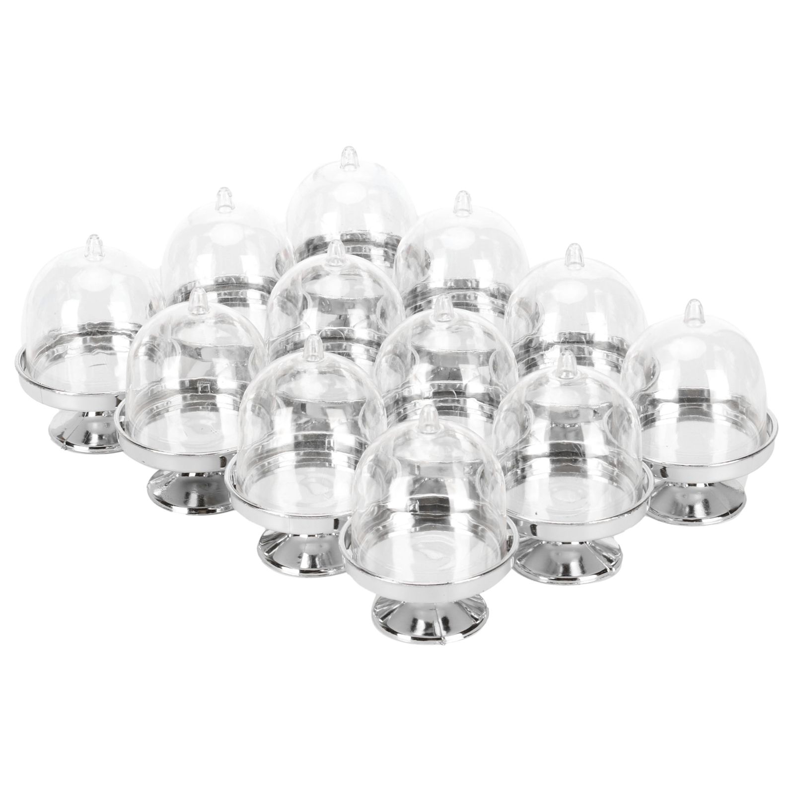 12 Set Mini Candy Box Cake Stand Cupcake Candy Display Plate with Lid Party view 5