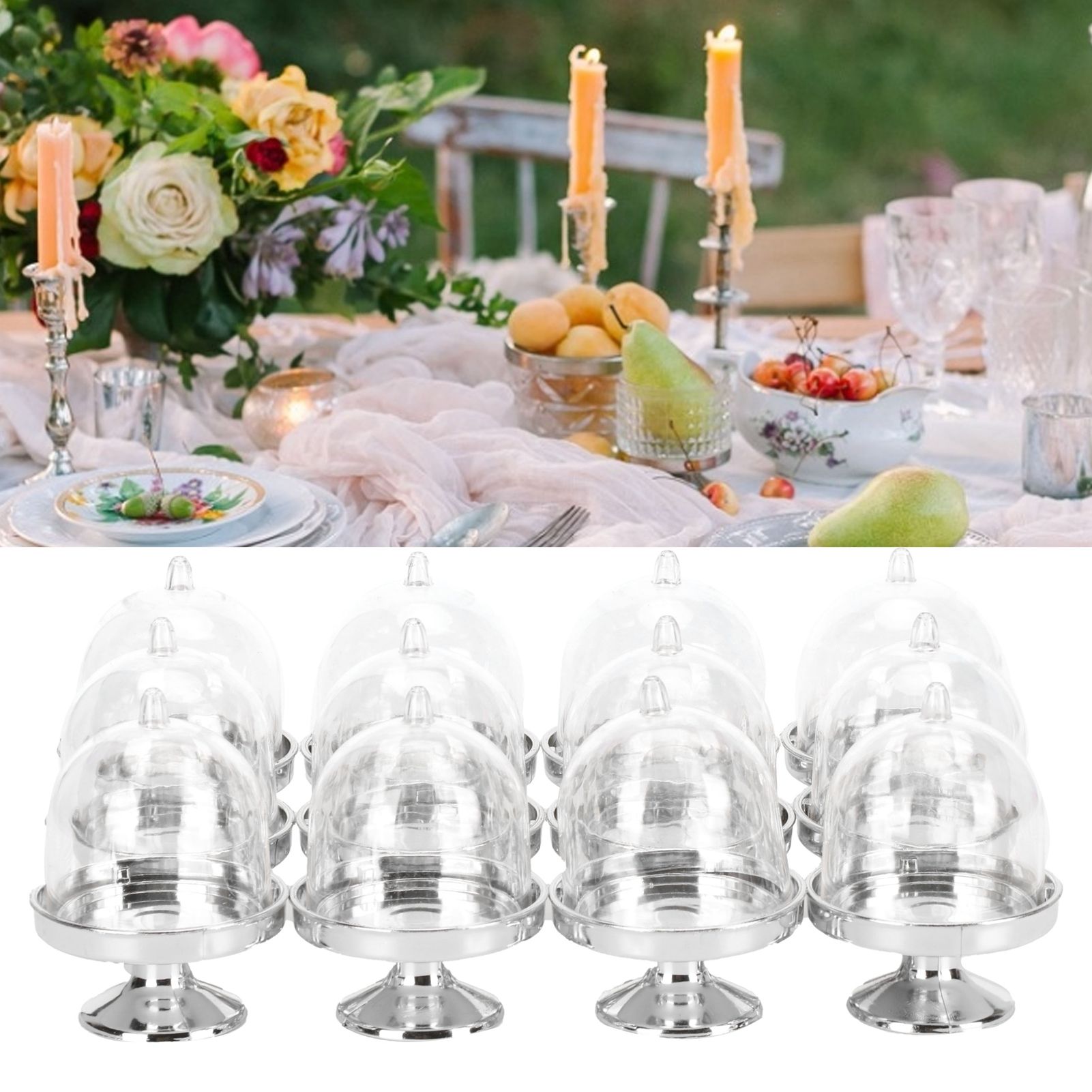 12 Set Mini Candy Box Cake Stand Cupcake Candy Display Plate with Lid Party view 11