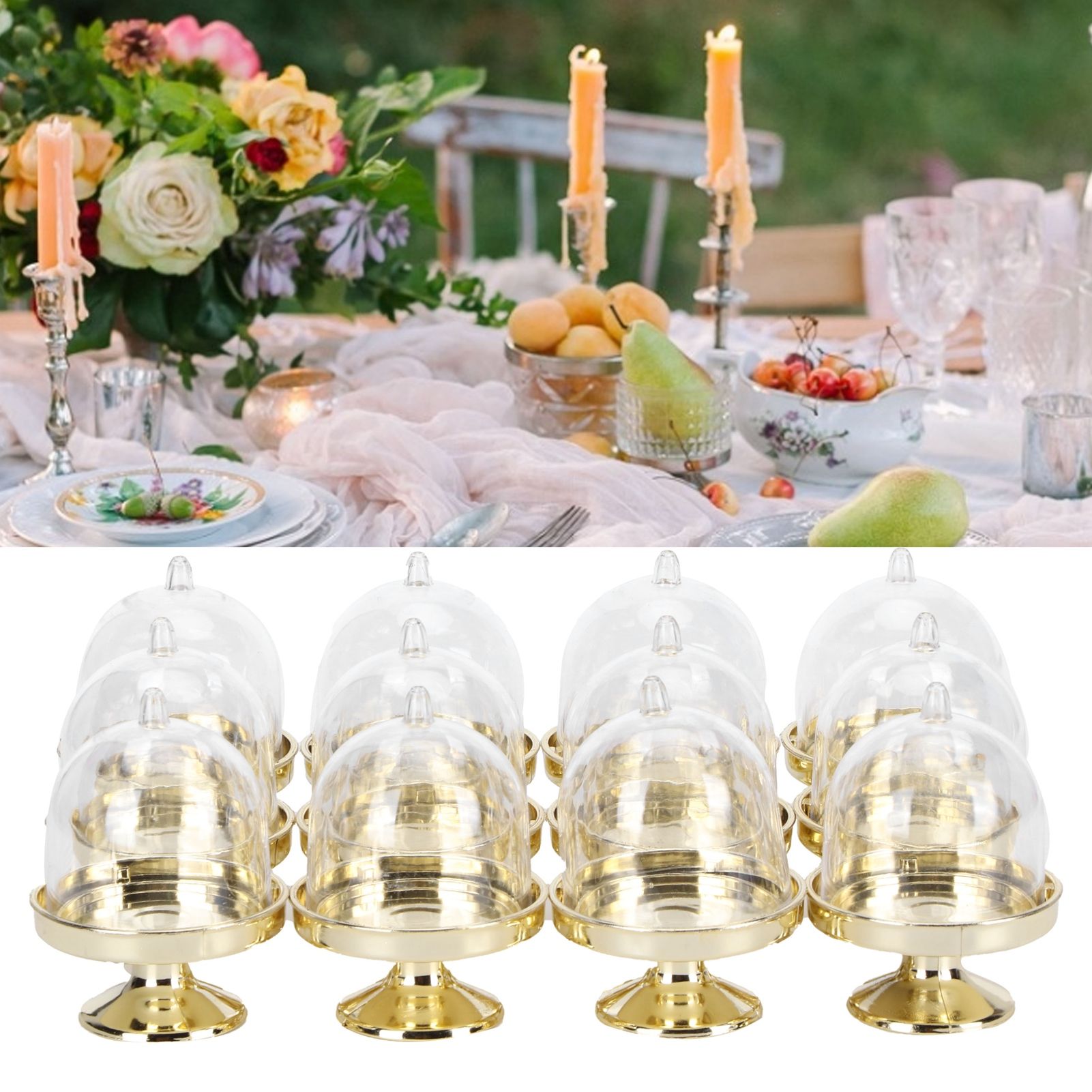 12 Set Mini Candy Box Cake Stand Cupcake Candy Display Plate with Lid Party view 11
