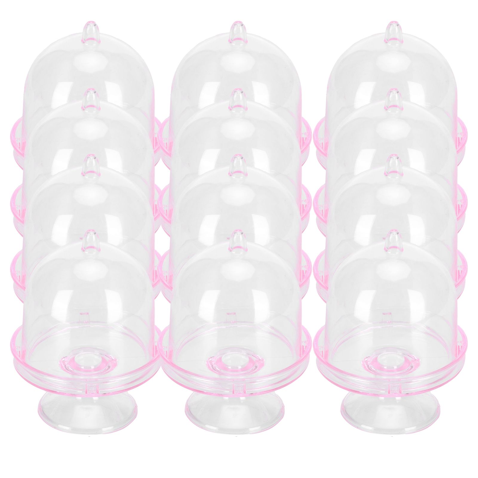 12 Set Mini Candy Box Cake Stand Cupcake Candy Display Plate with Lid Party view 3