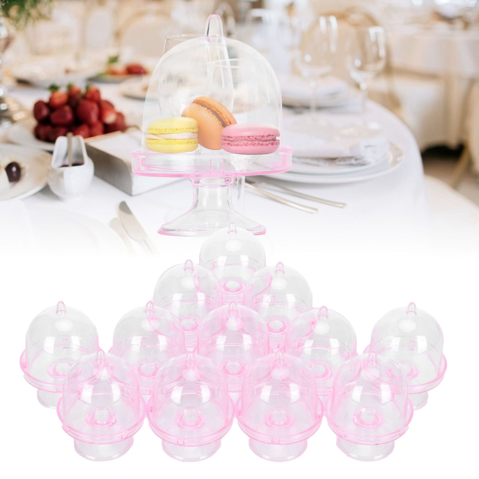 12 Set Mini Candy Box Cake Stand Cupcake Candy Display Plate with Lid Party view 11