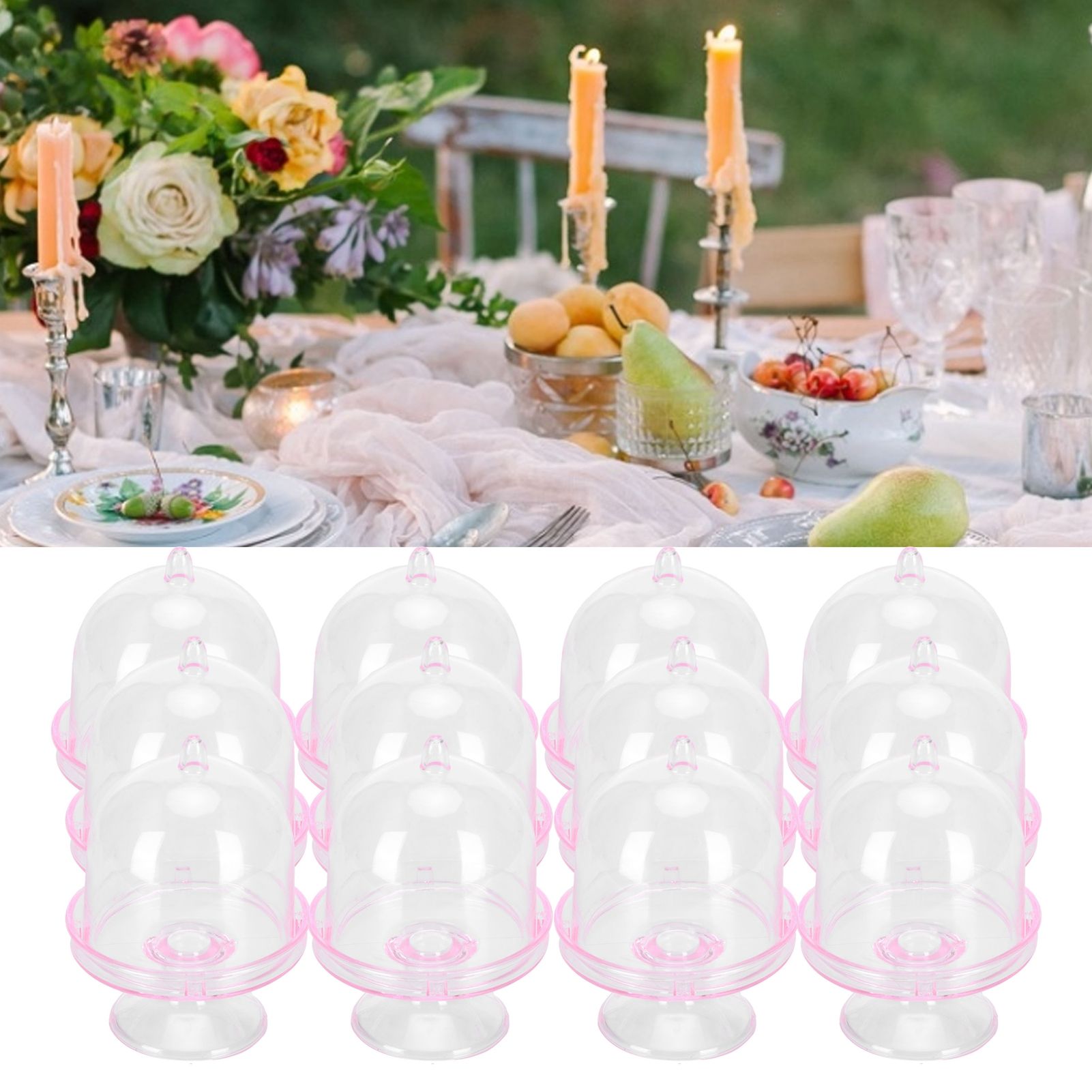 12 Set Mini Candy Box Cake Stand Cupcake Candy Display Plate with Lid Party view 12