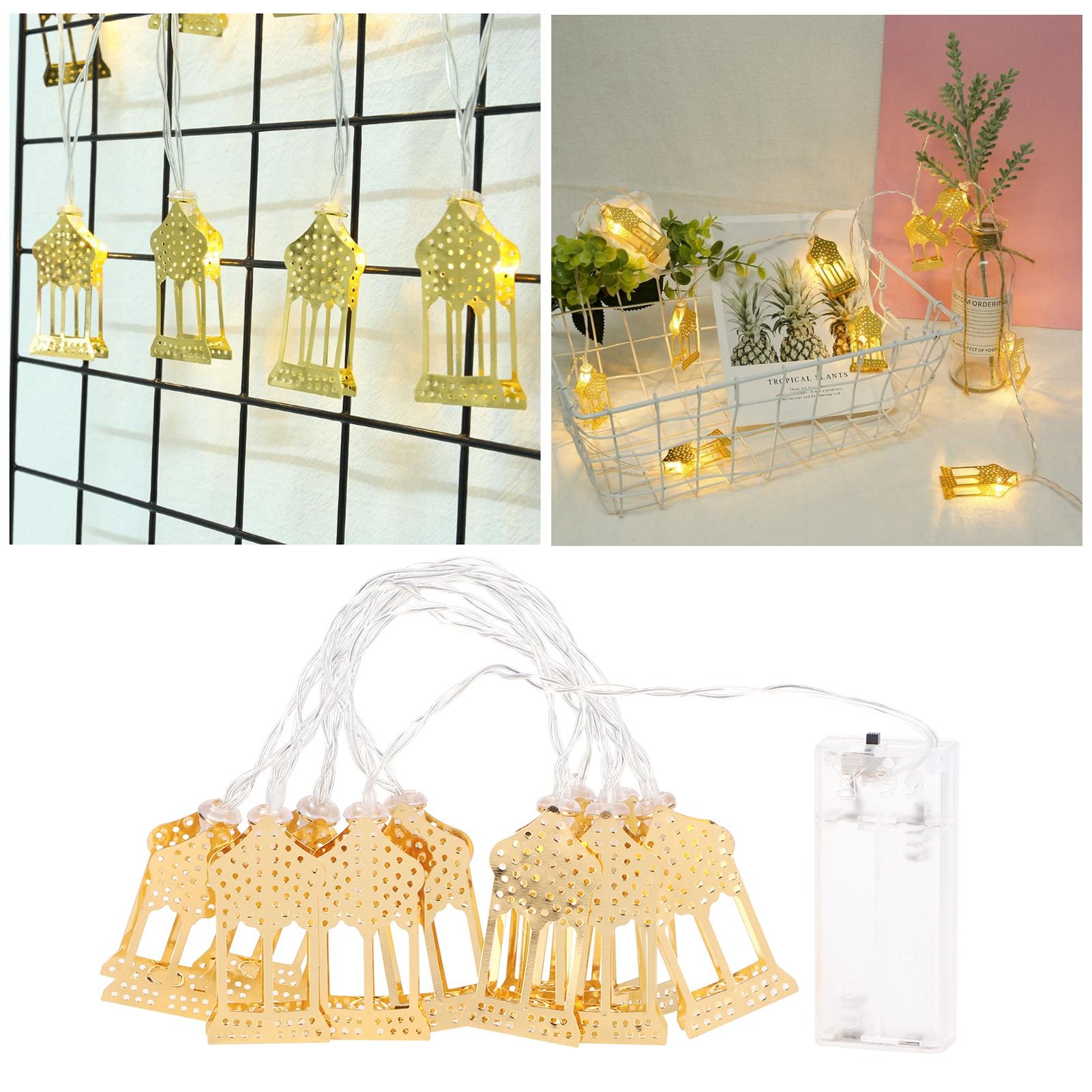 1.5m String Light Muslim Innovative Wrought Iron Ramadan Decoration Ornament Gold view 12