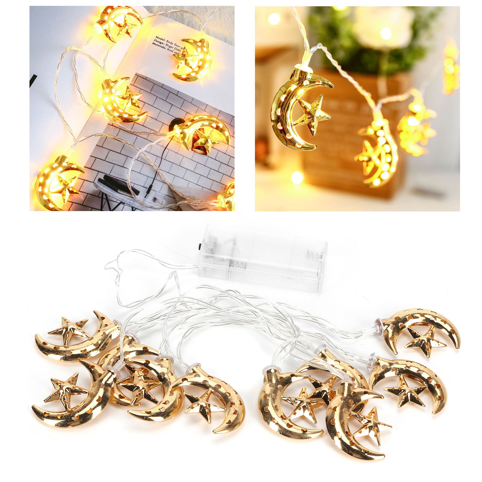 LED Light String Hollow Moon Star Shape Lamp Muslim Ramadan Festive Decoration view 11