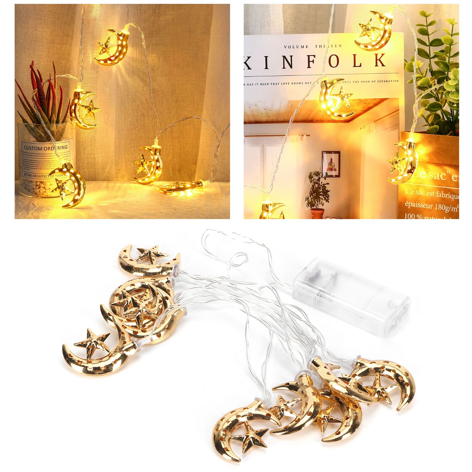 LED Light String Hollow Moon Star Shape Lamp Muslim Ramadan Festive Decoration view 12