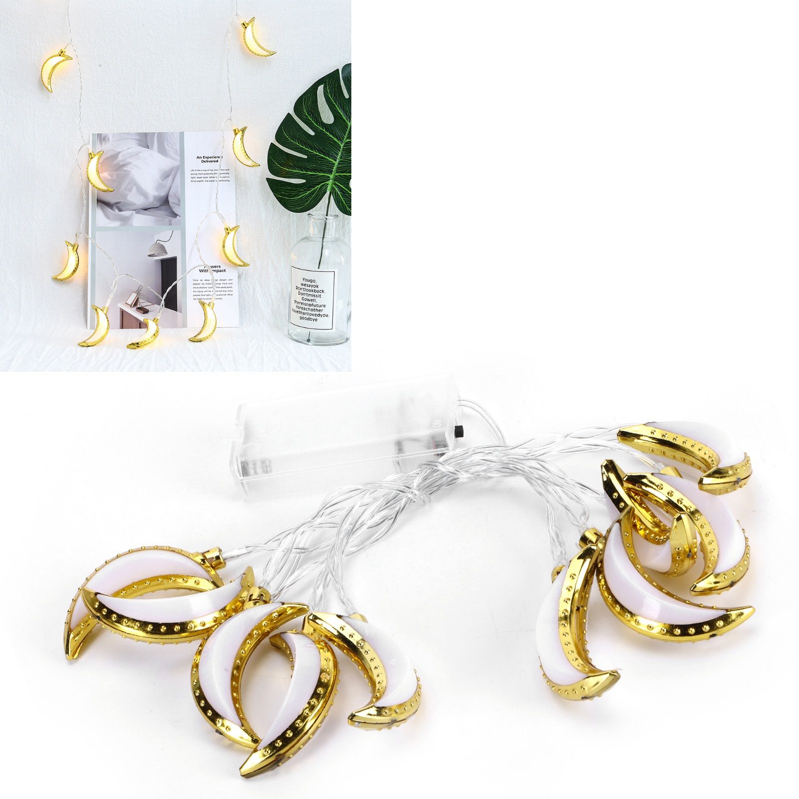 Gold Moon Shaped String Lights Decorative Lights Muslim Ramadan Eid Festival view 12