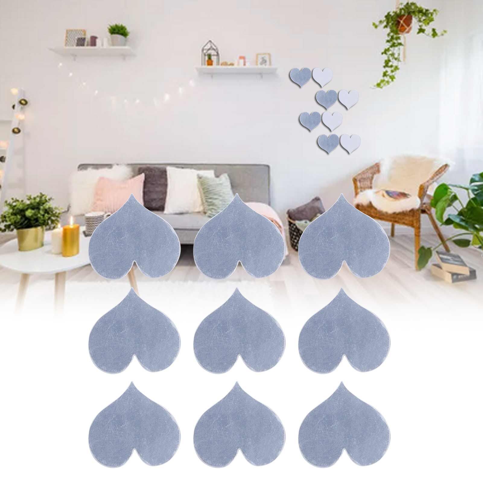 100PCS Self‑Adhesive Mirror Wall Stickers Heart Shape DIY Wall Decal for Home view 12