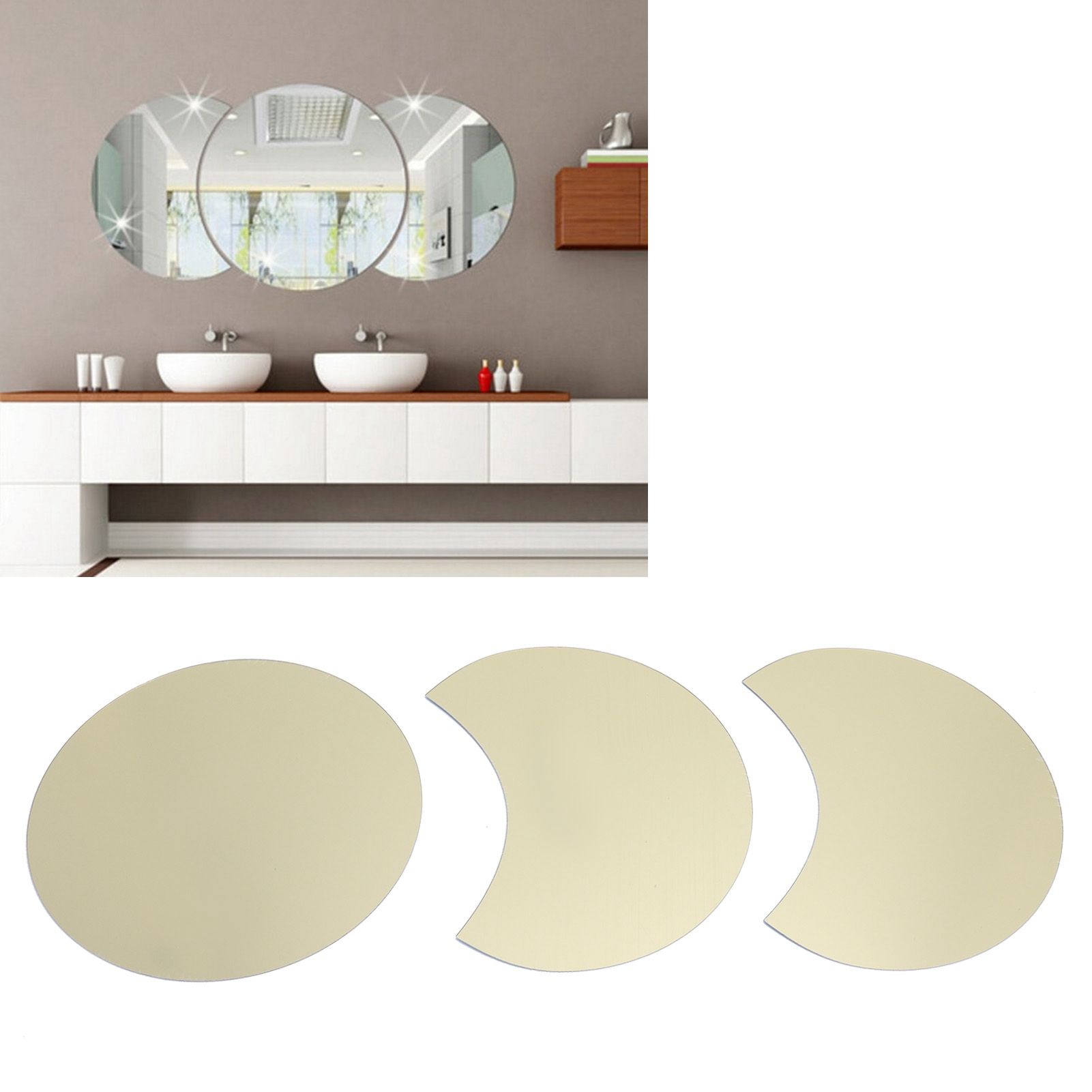 Round Mirror Wall Sticker DIY Wall Decal for Home Living Room TV Background view 12