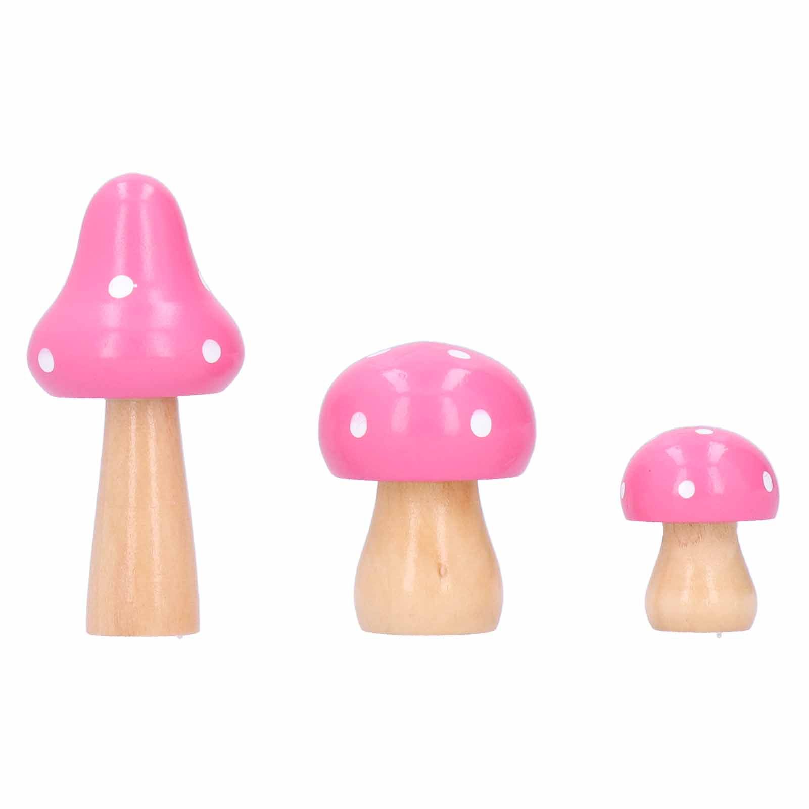 3Pcs/Set Mushroom Crafts Innovative Cute Wooden Ornaments Home Office Desktop