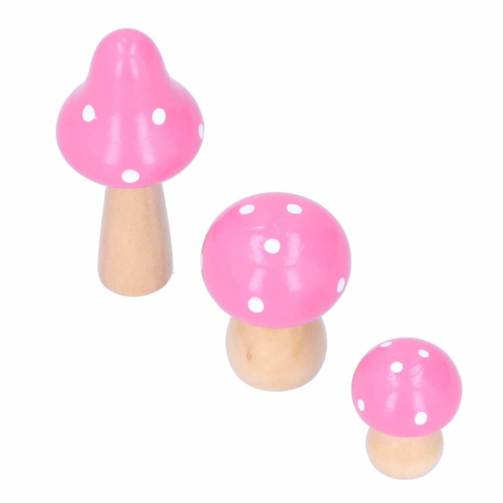 3Pcs/Set Mushroom Crafts Innovative Cute Wooden Ornaments Home Office Desktop view 4