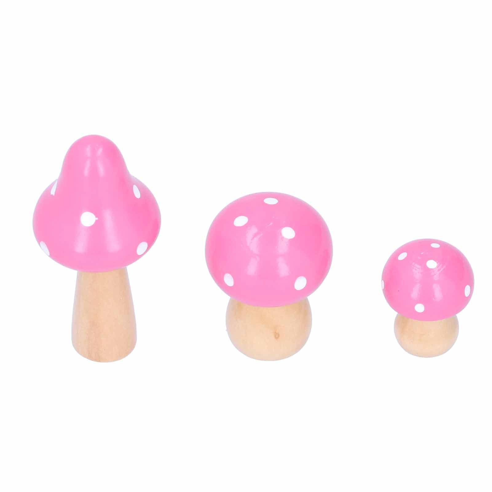 3Pcs/Set Mushroom Crafts Innovative Cute Wooden Ornaments Home Office Desktop view 5
