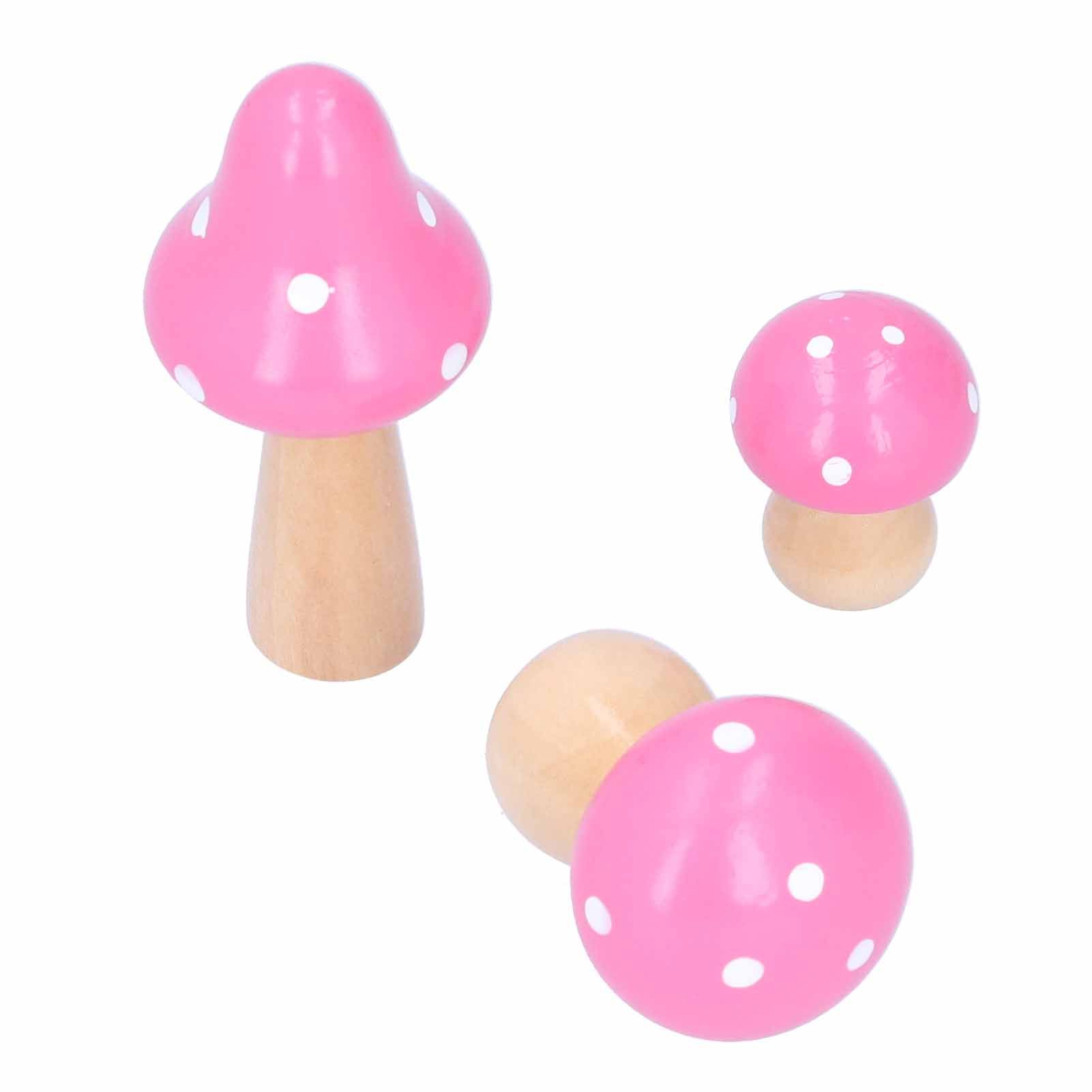 3Pcs/Set Mushroom Crafts Innovative Cute Wooden Ornaments Home Office Desktop view 7