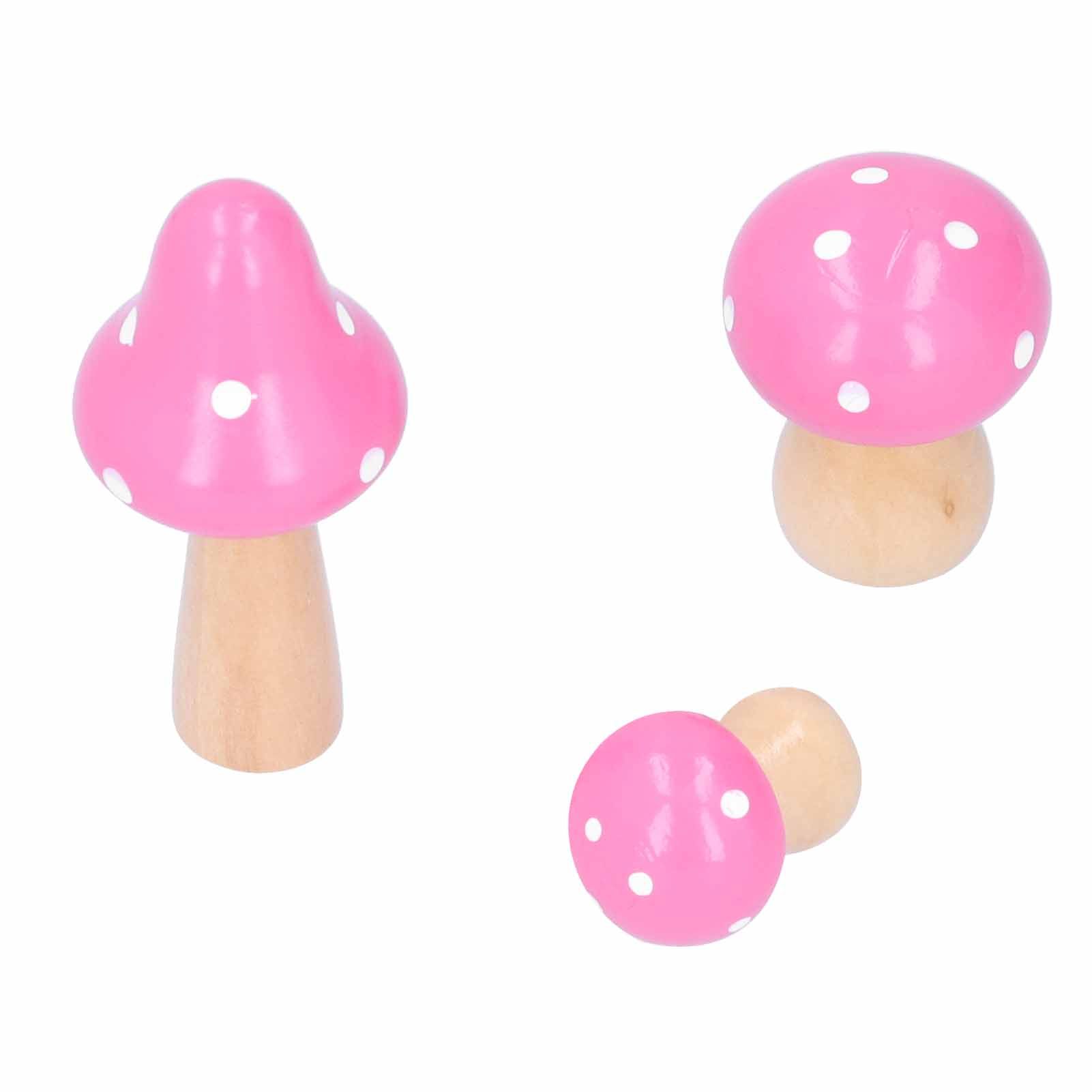 3Pcs/Set Mushroom Crafts Innovative Cute Wooden Ornaments Home Office Desktop view 8
