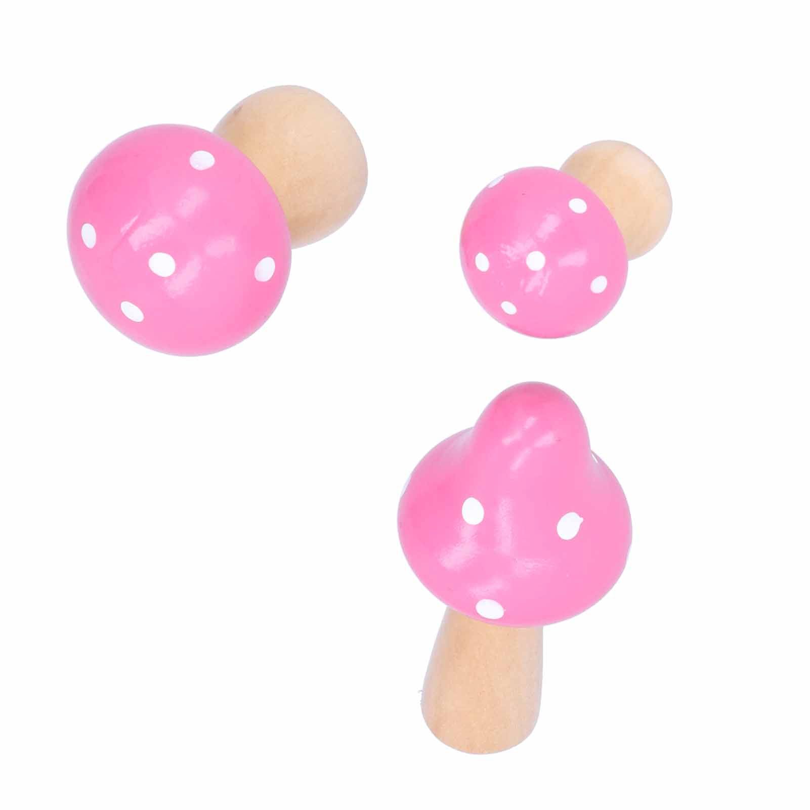 3Pcs/Set Mushroom Crafts Innovative Cute Wooden Ornaments Home Office Desktop view 9