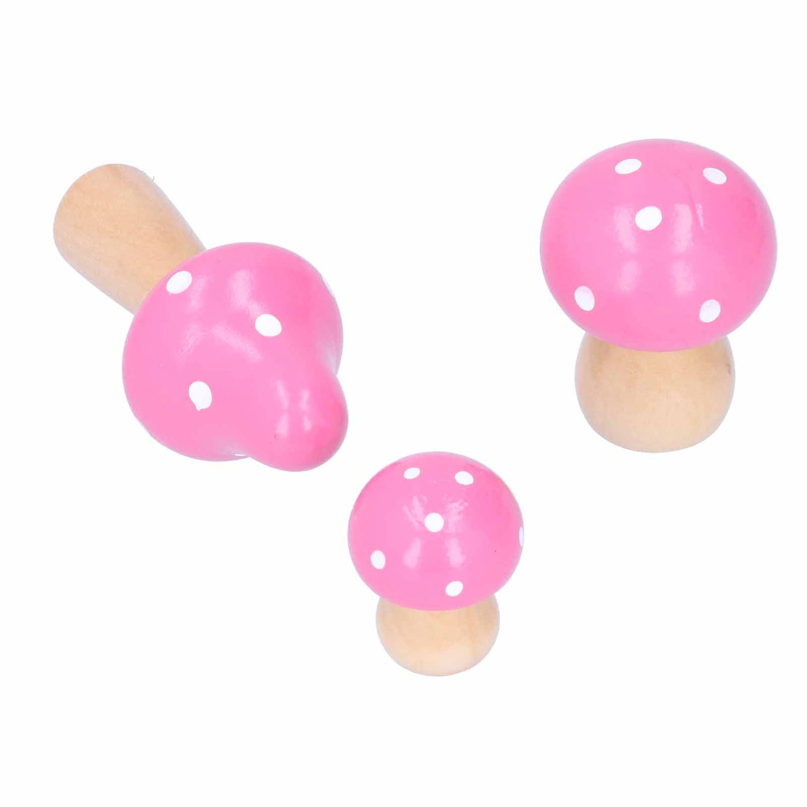 3Pcs/Set Mushroom Crafts Innovative Cute Wooden Ornaments Home Office Desktop view 10