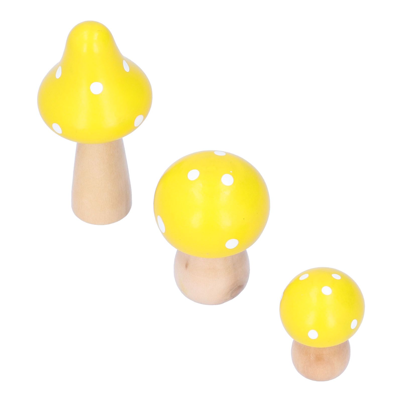 3Pcs/Set Mushroom Crafts Innovative Cute Wooden Ornaments Home Office Desktop view 9