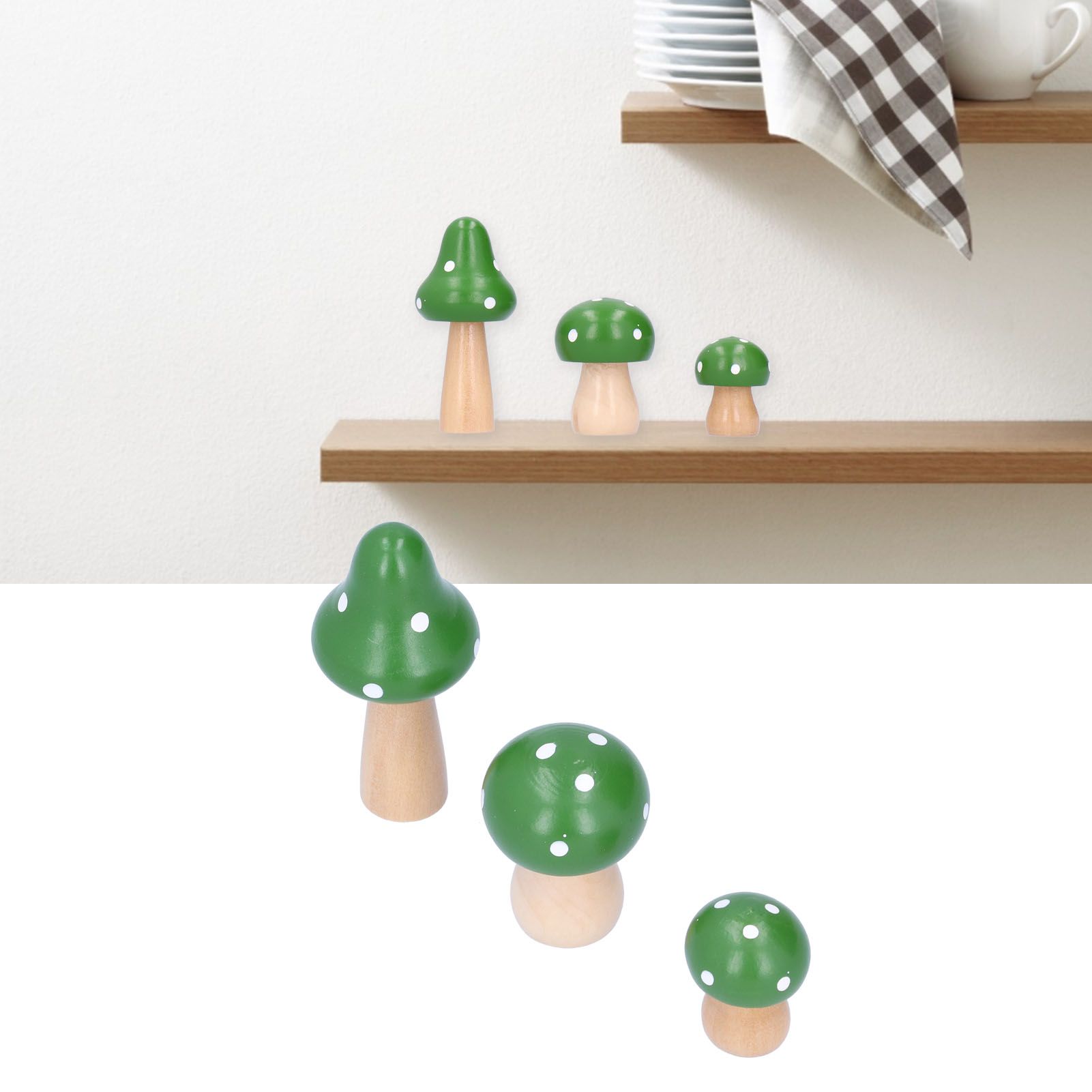 3Pcs/Set Mushroom Crafts Innovative Cute Wooden Ornaments Home Office Desktop view 12
