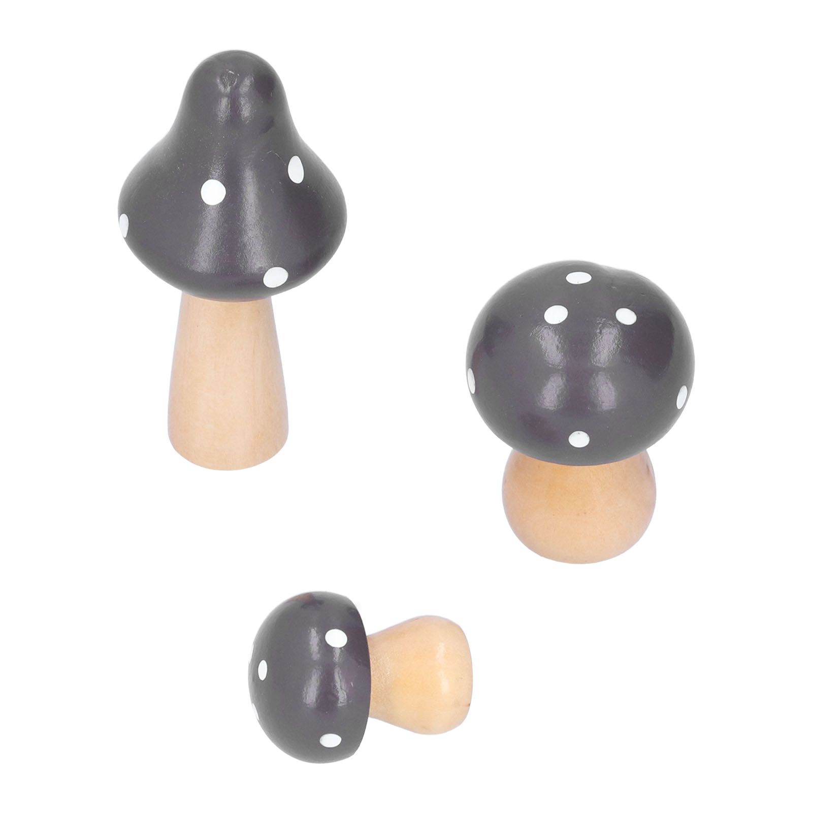 3Pcs/Set Mushroom Crafts Innovative Cute Wooden Ornaments Home Office Desktop view 2