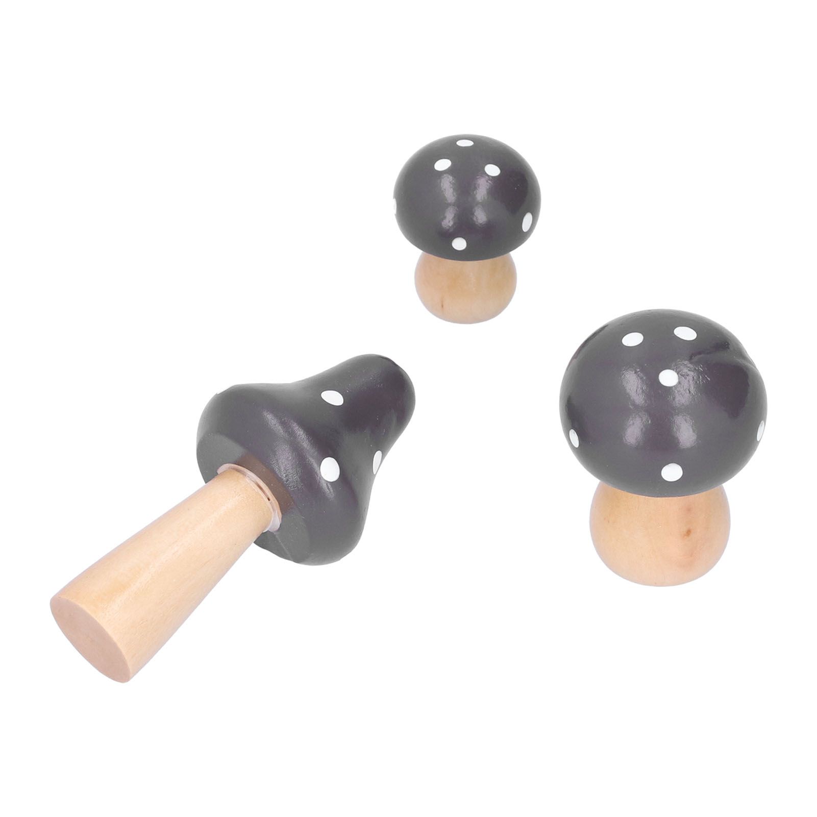 3Pcs/Set Mushroom Crafts Innovative Cute Wooden Ornaments Home Office Desktop view 3