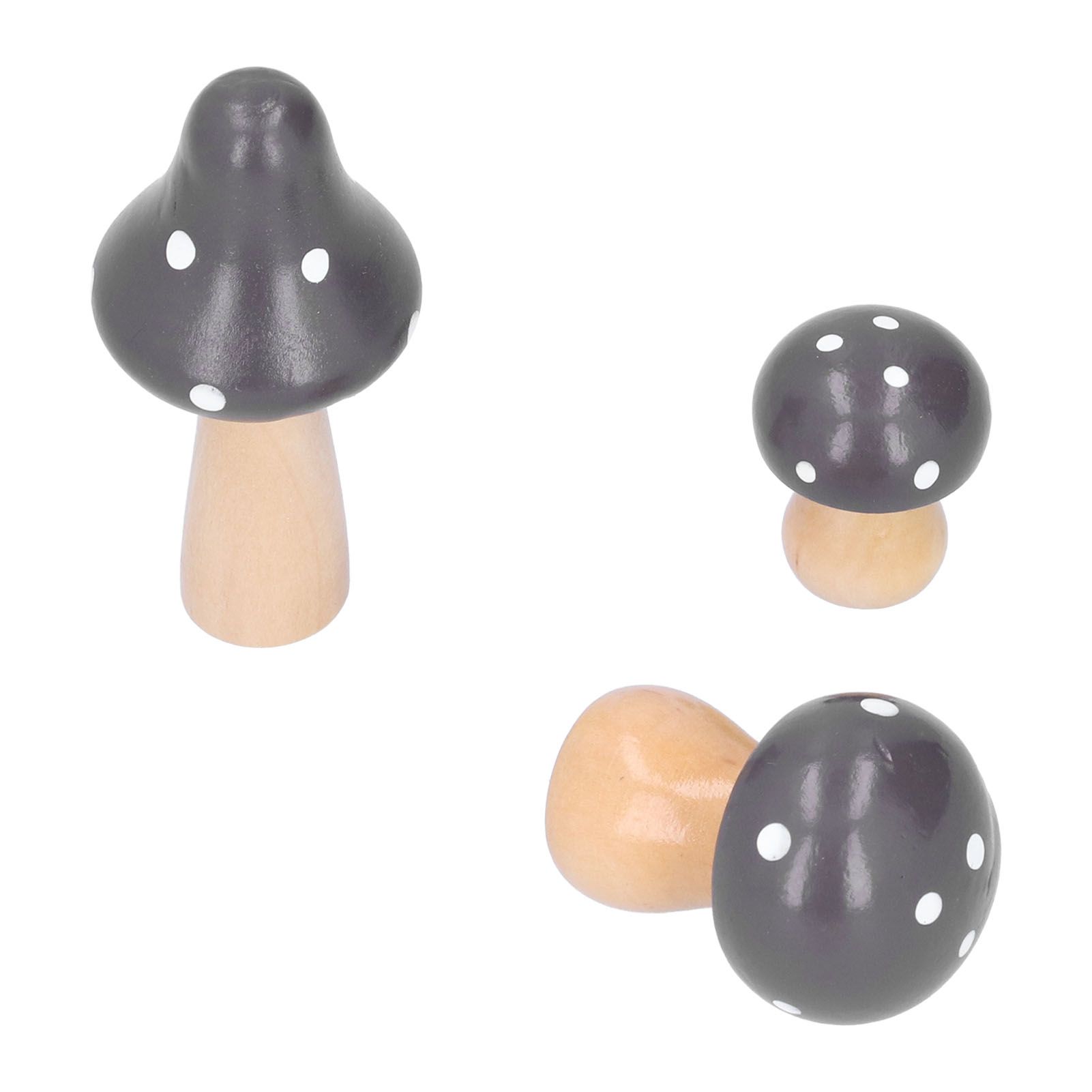 3Pcs/Set Mushroom Crafts Innovative Cute Wooden Ornaments Home Office Desktop view 4