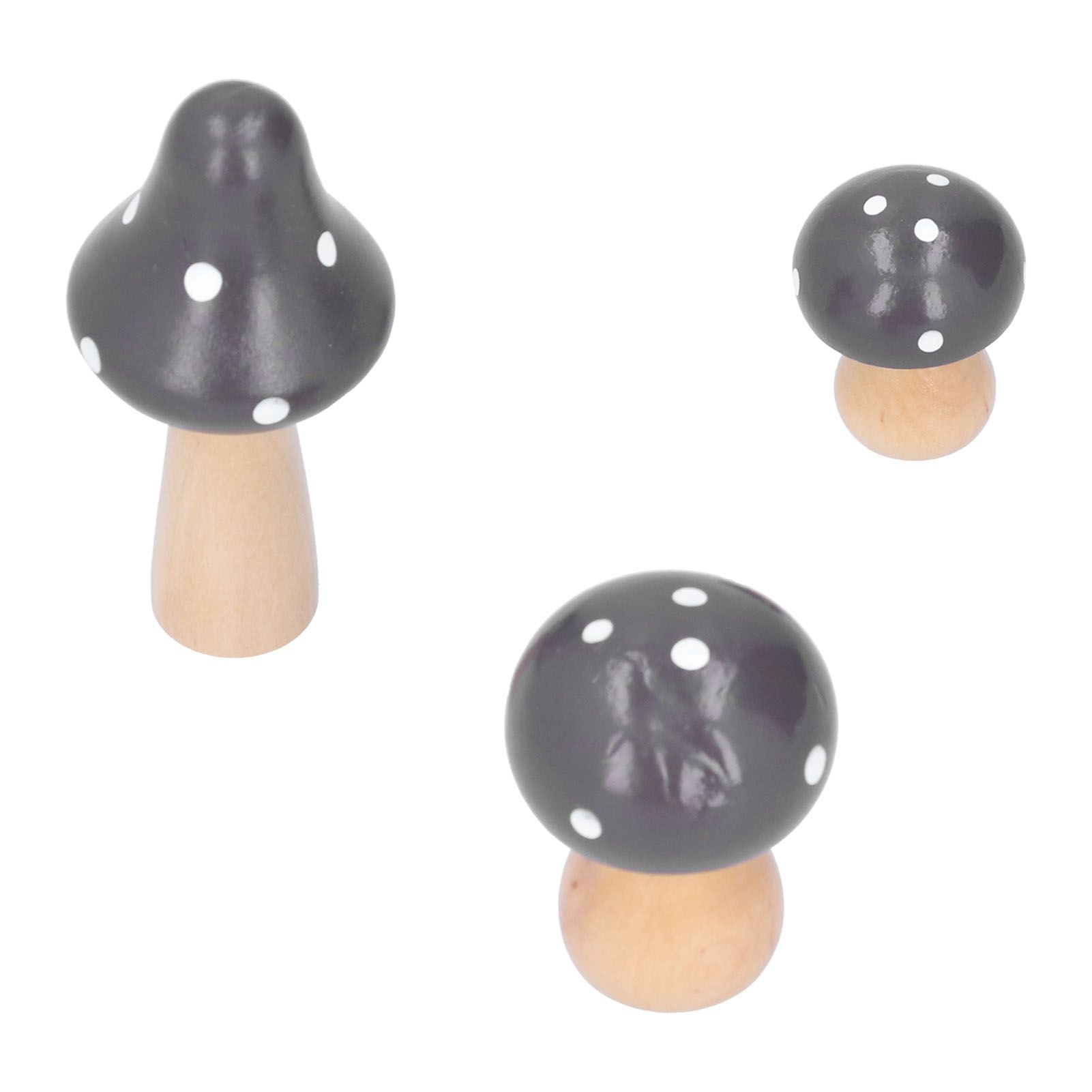 3Pcs/Set Mushroom Crafts Innovative Cute Wooden Ornaments Home Office Desktop view 5