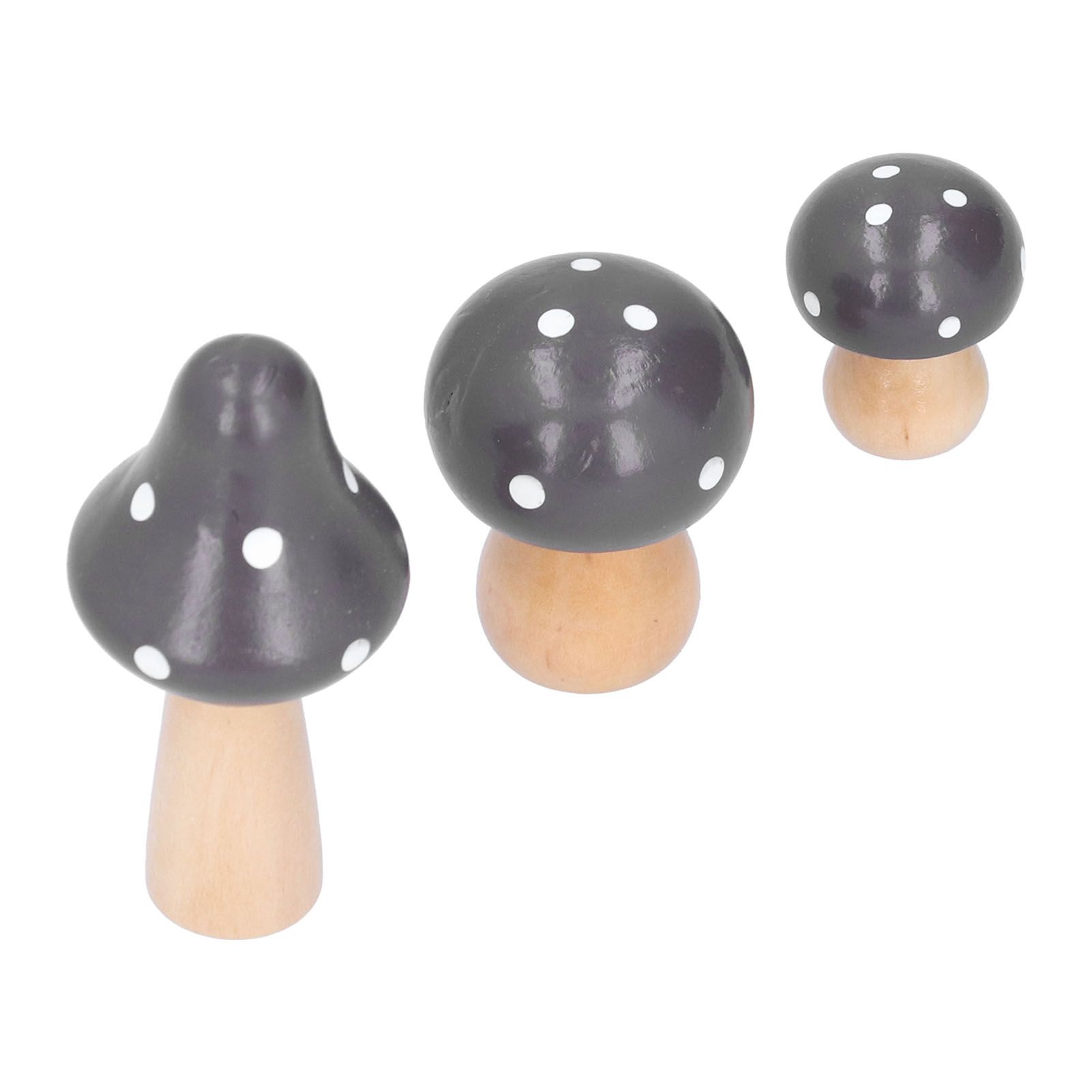 3Pcs/Set Mushroom Crafts Innovative Cute Wooden Ornaments Home Office Desktop view 6