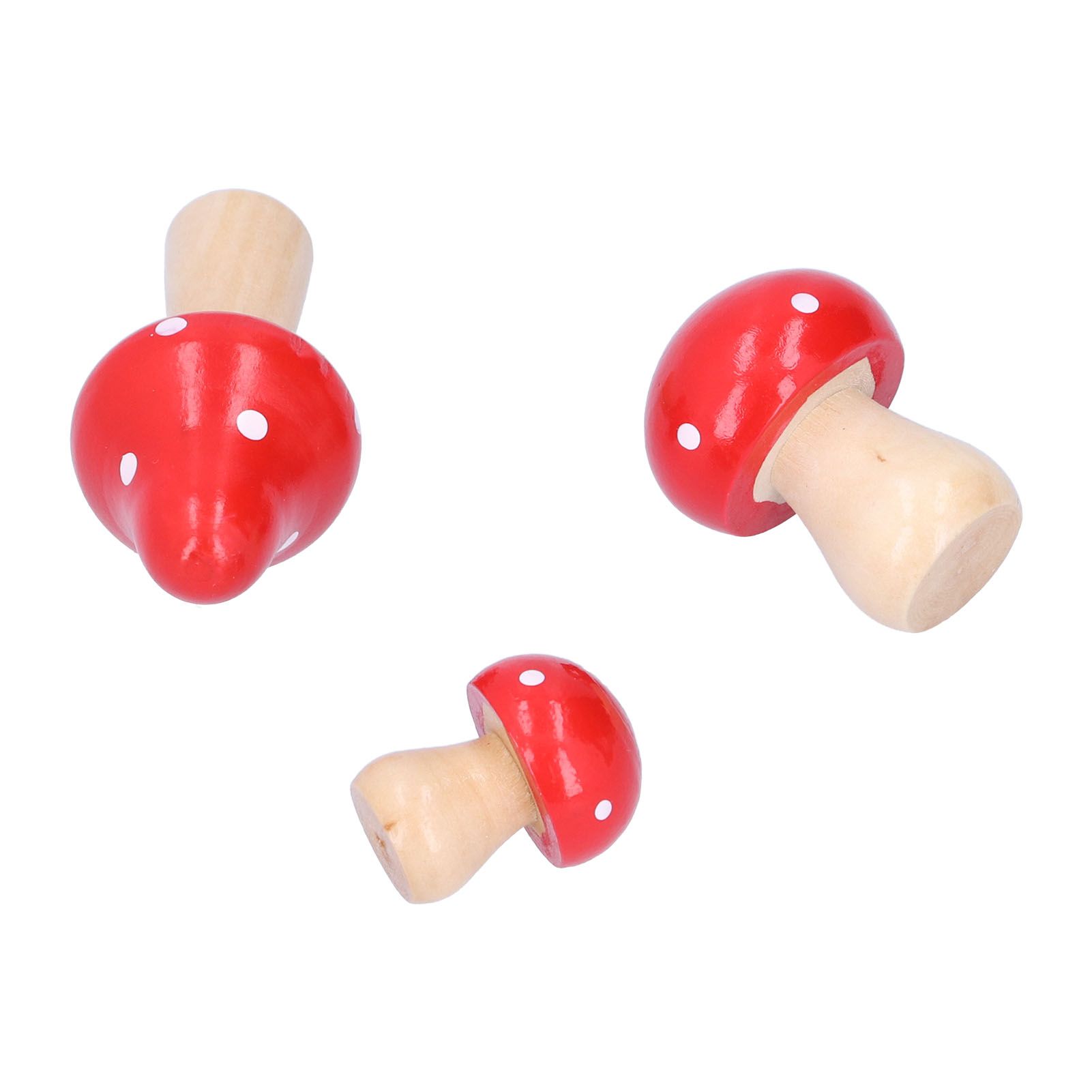 3Pcs/Set Mushroom Crafts Innovative Cute Wooden Ornaments Home Office Desktop view 2