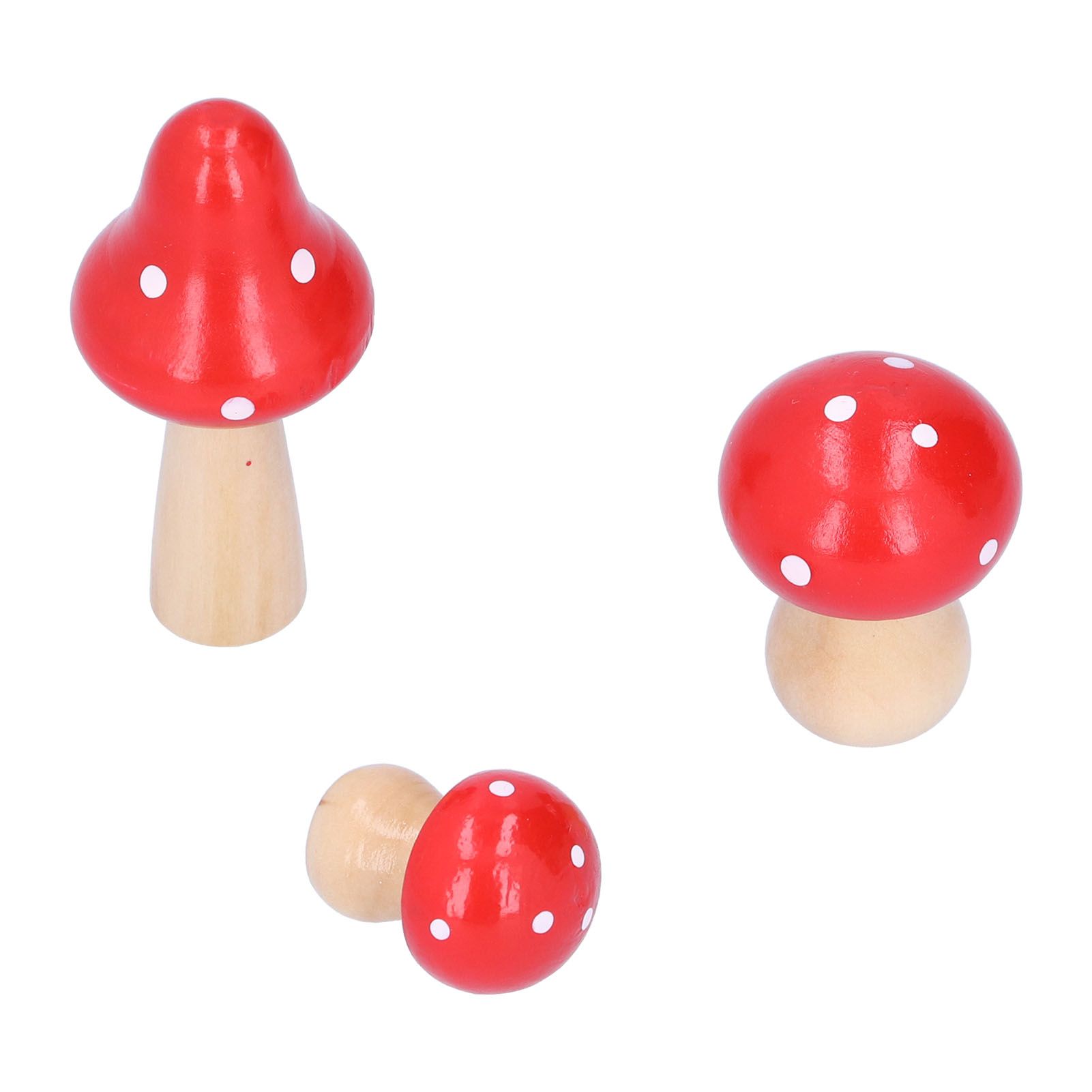3Pcs/Set Mushroom Crafts Innovative Cute Wooden Ornaments Home Office Desktop view 3
