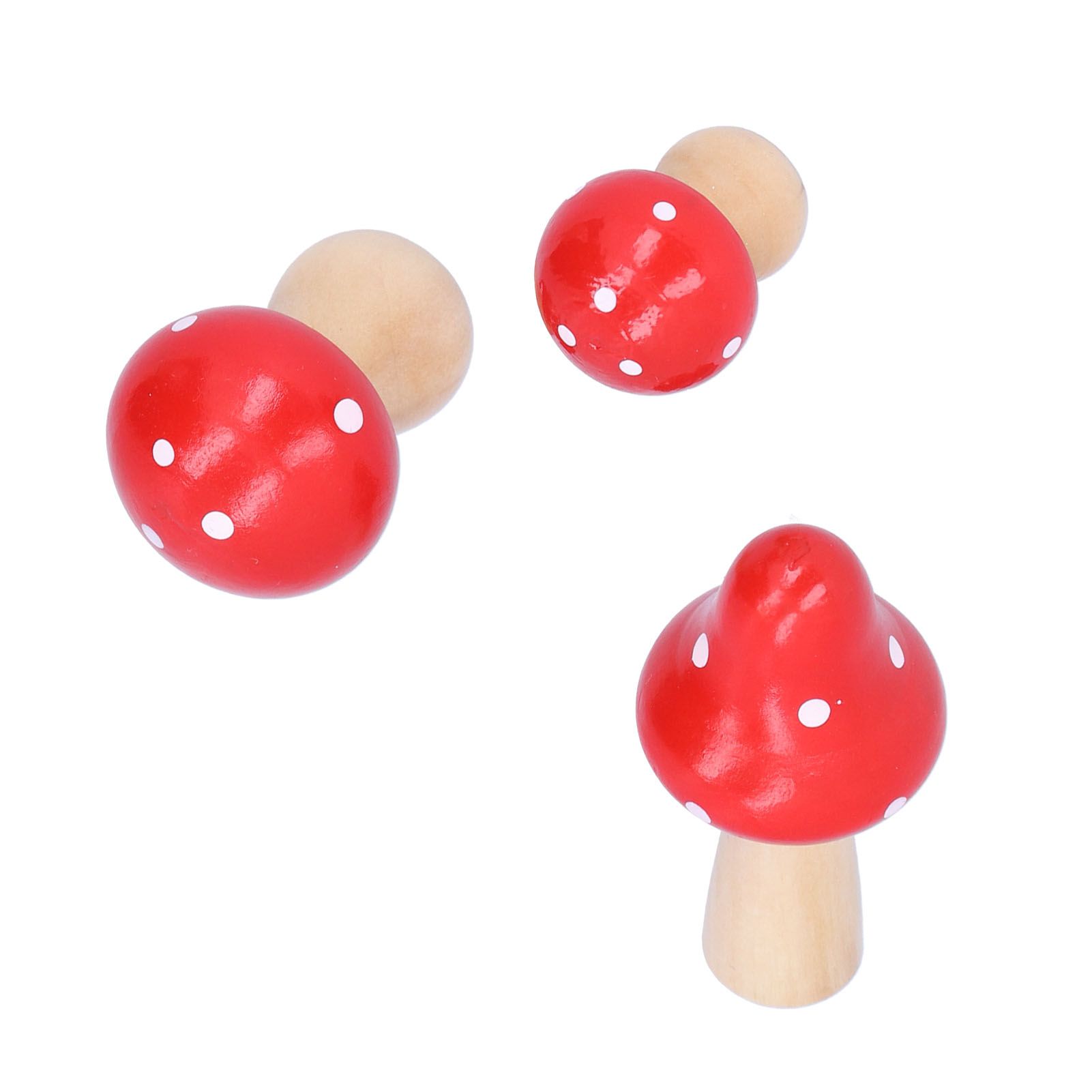3Pcs/Set Mushroom Crafts Innovative Cute Wooden Ornaments Home Office Desktop view 4