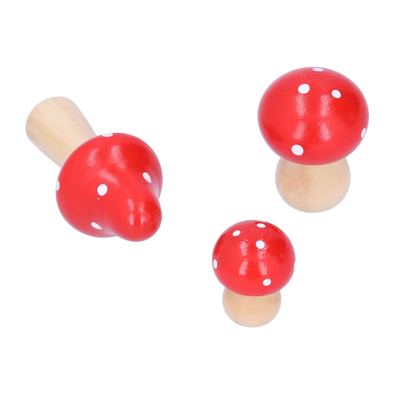 3Pcs/Set Mushroom Crafts Innovative Cute Wooden Ornaments Home Office Desktop view 5