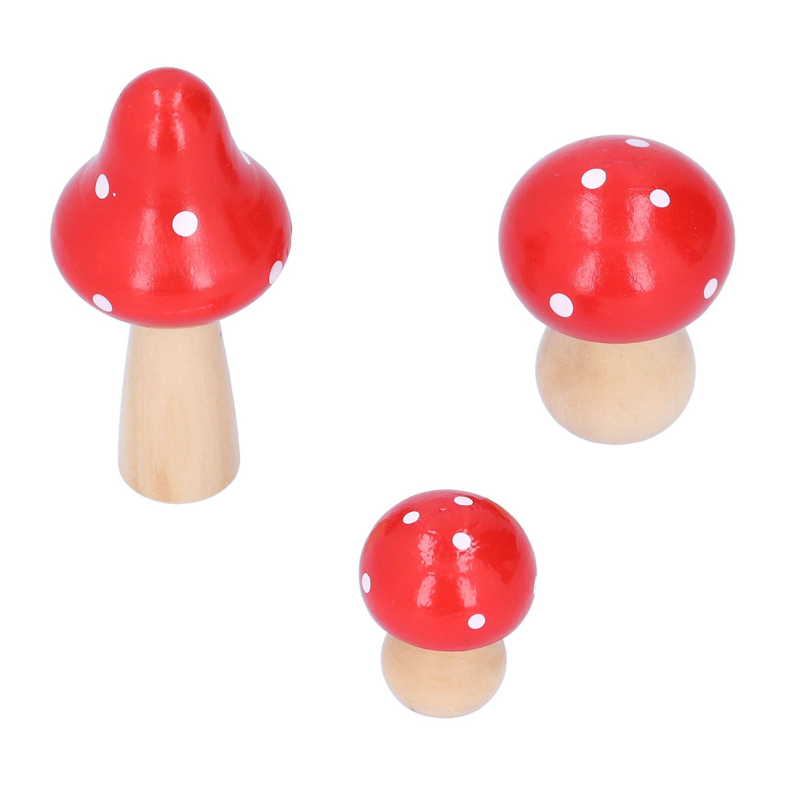 3Pcs/Set Mushroom Crafts Innovative Cute Wooden Ornaments Home Office Desktop view 6
